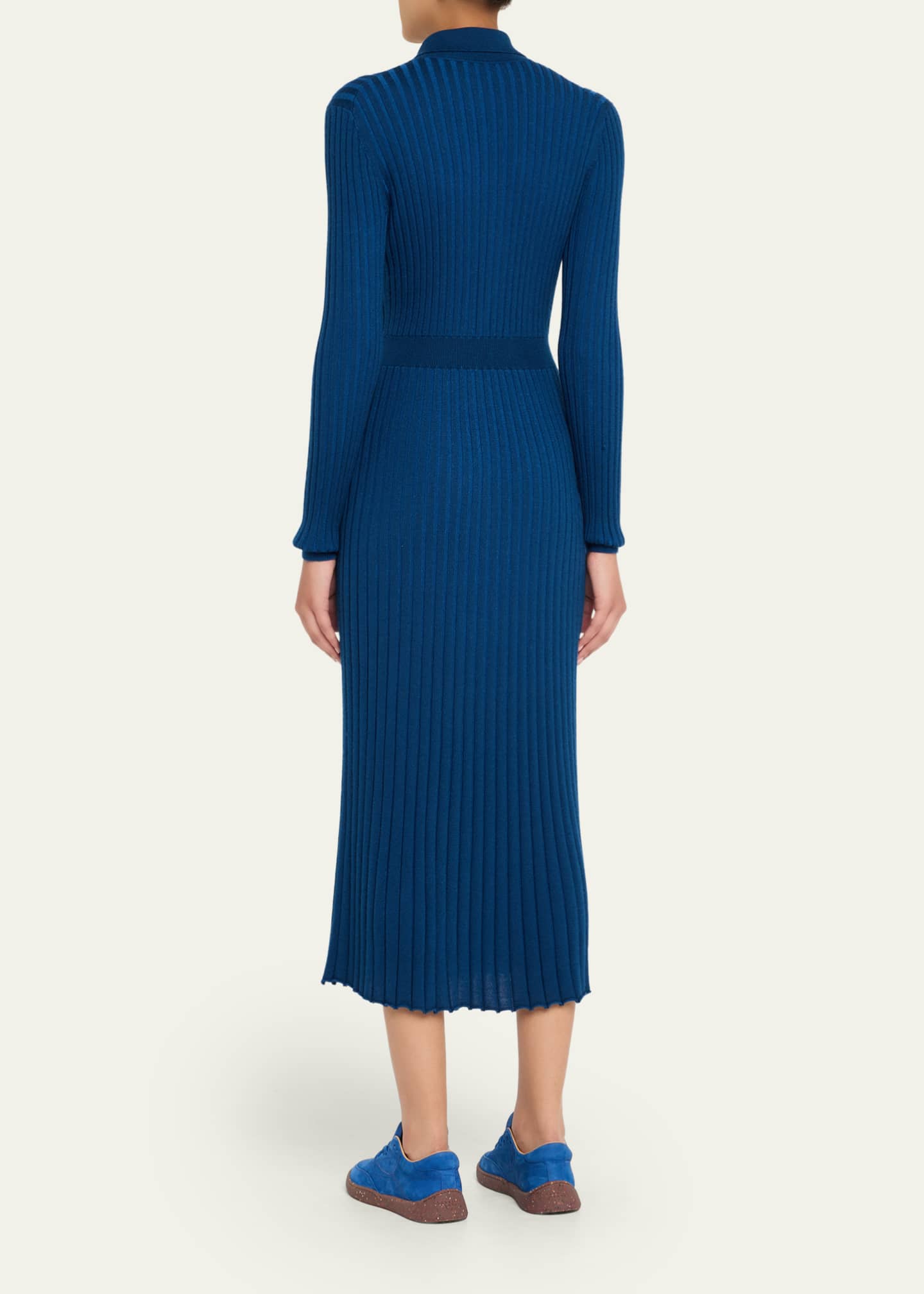 Gabriela Hearst Ardor Cashmere Pleated Knit Midi Polo Dress Image 3 of 5