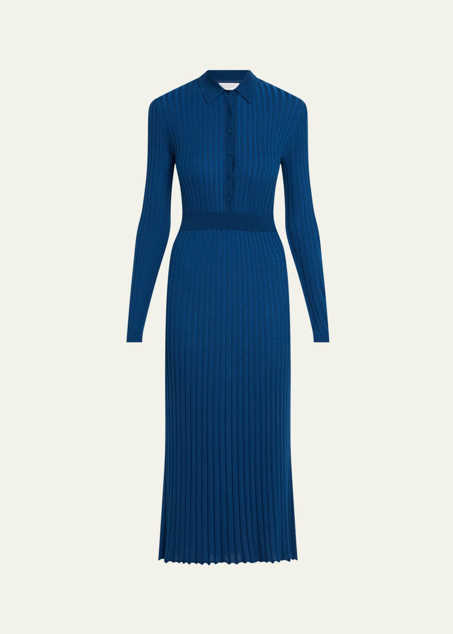 Gabriela Hearst Ardor Cashmere Pleated Knit Midi Polo Dress Image 1 of 5