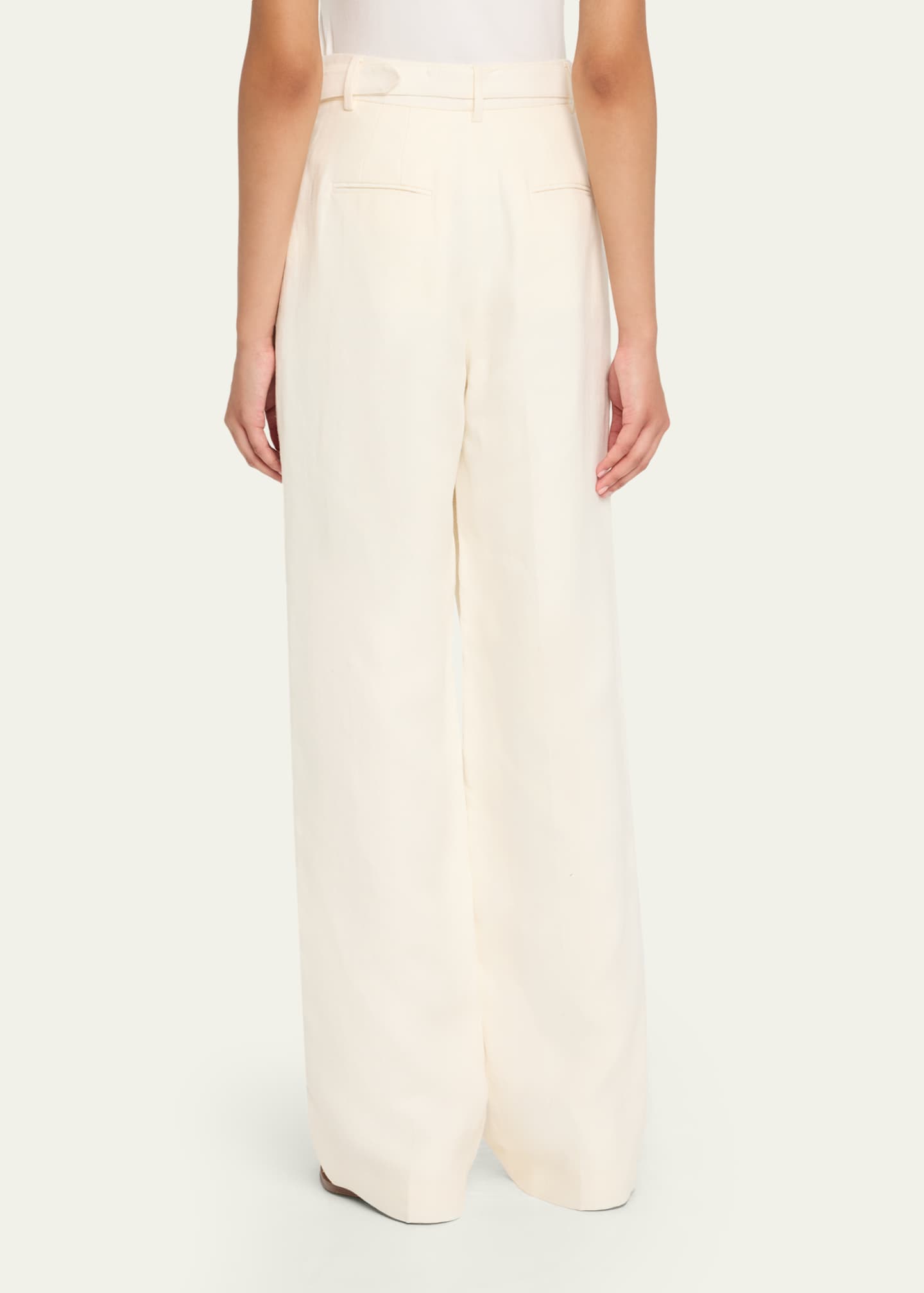 Gabriela Hearst Norman Belted Linen Twill Straight-Leg Pants Image 3 of 5