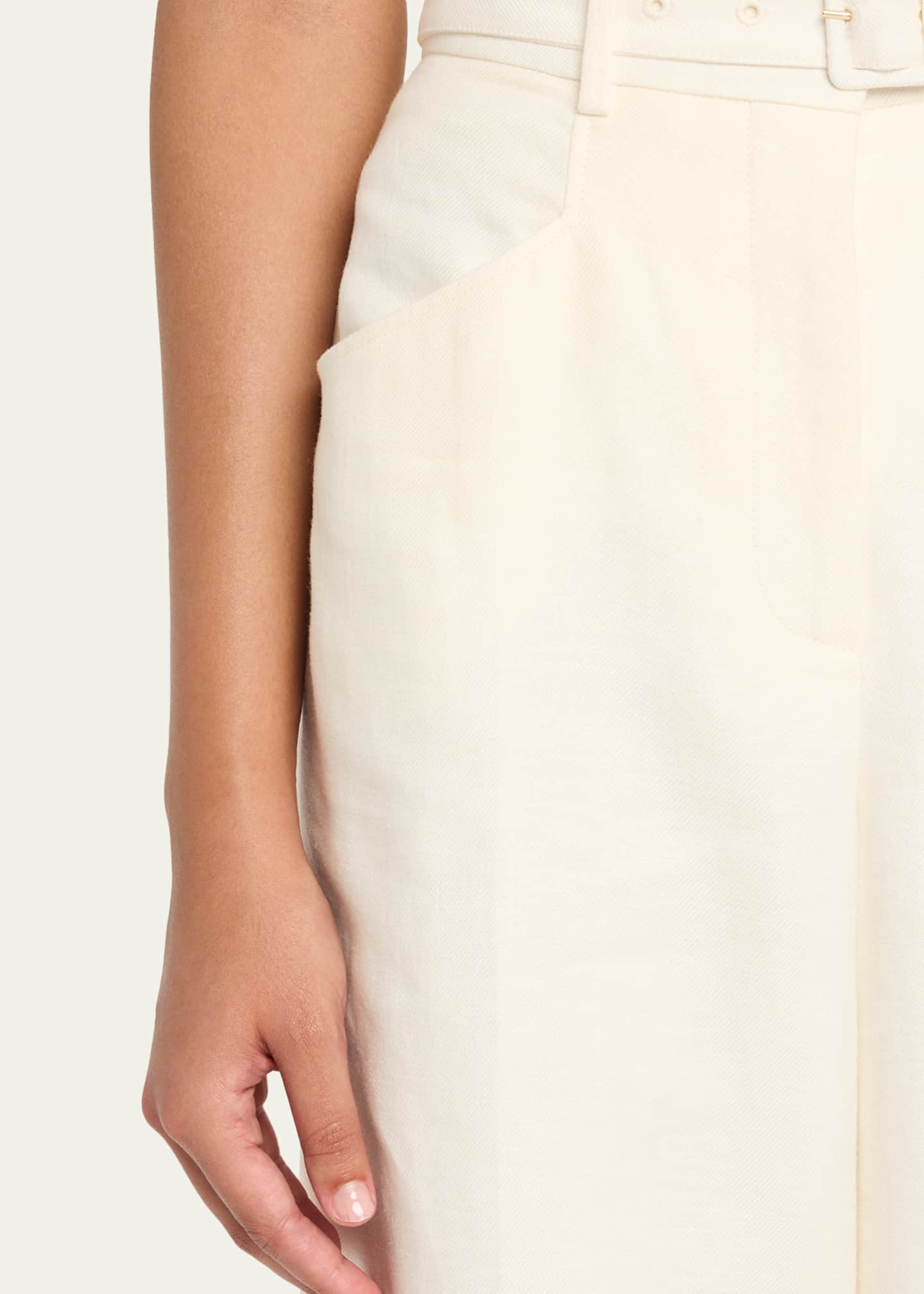 Gabriela Hearst Norman Belted Linen Twill Straight-Leg Pants Image 5 of 5