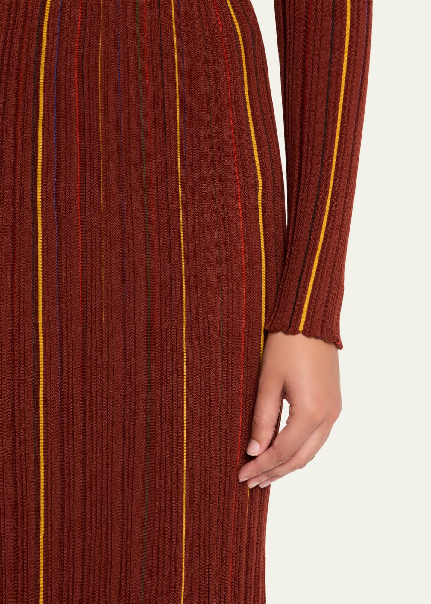 Gabriela Hearst Celeano Stripe Pleated Knit Midi Skirt Image 5 of 5
