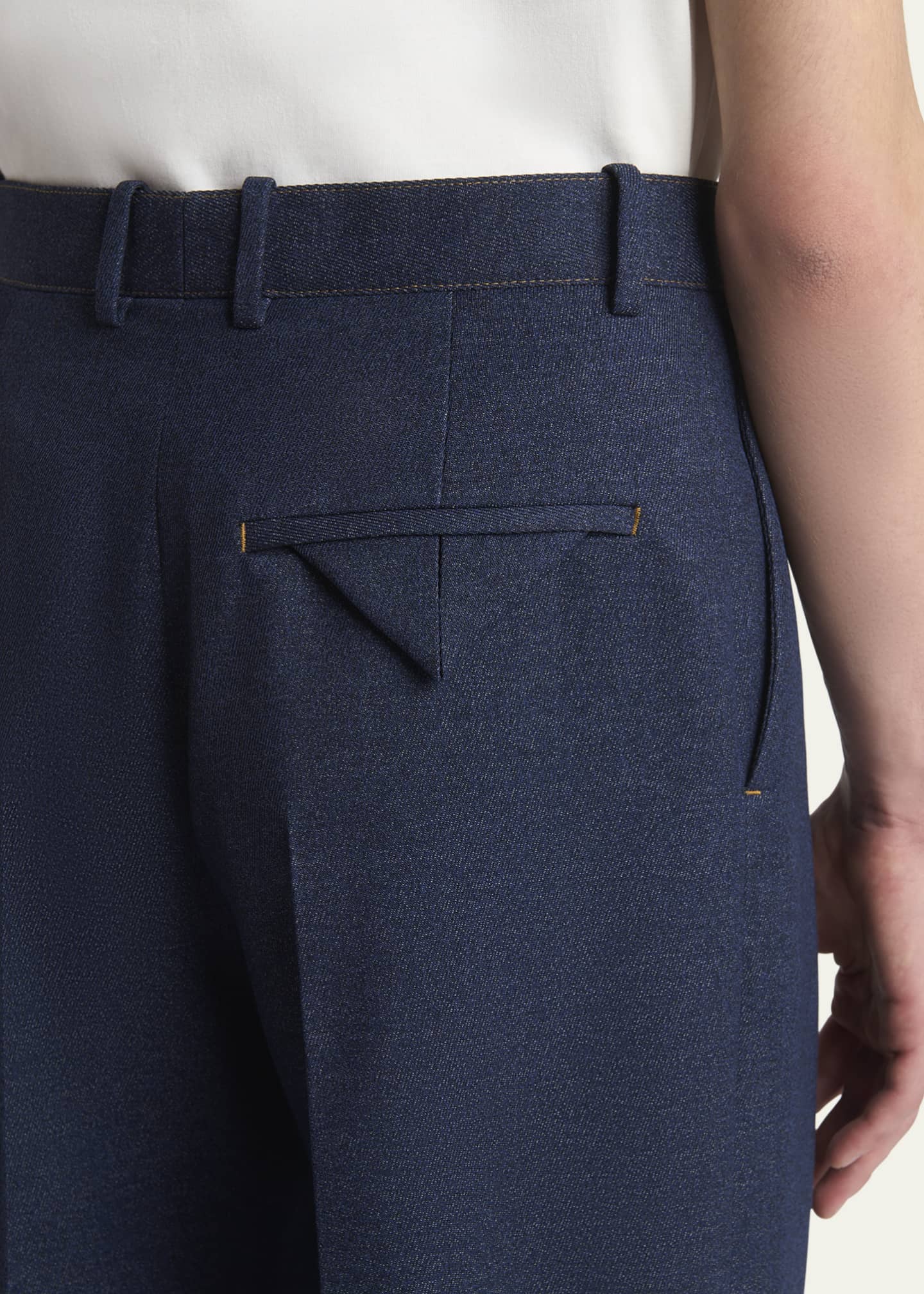 Bottega Veneta Men's Wide-Leg Melange Wool Drill Trousers Image 5 of 5