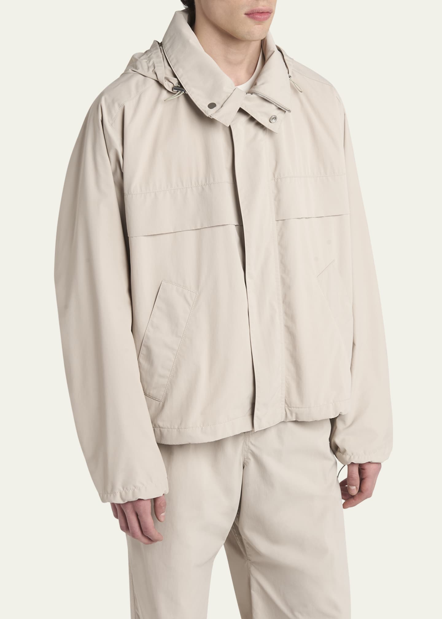 Bottega Veneta Men's Washed Technical Nylon Anorak Jacket Image 4 of 5