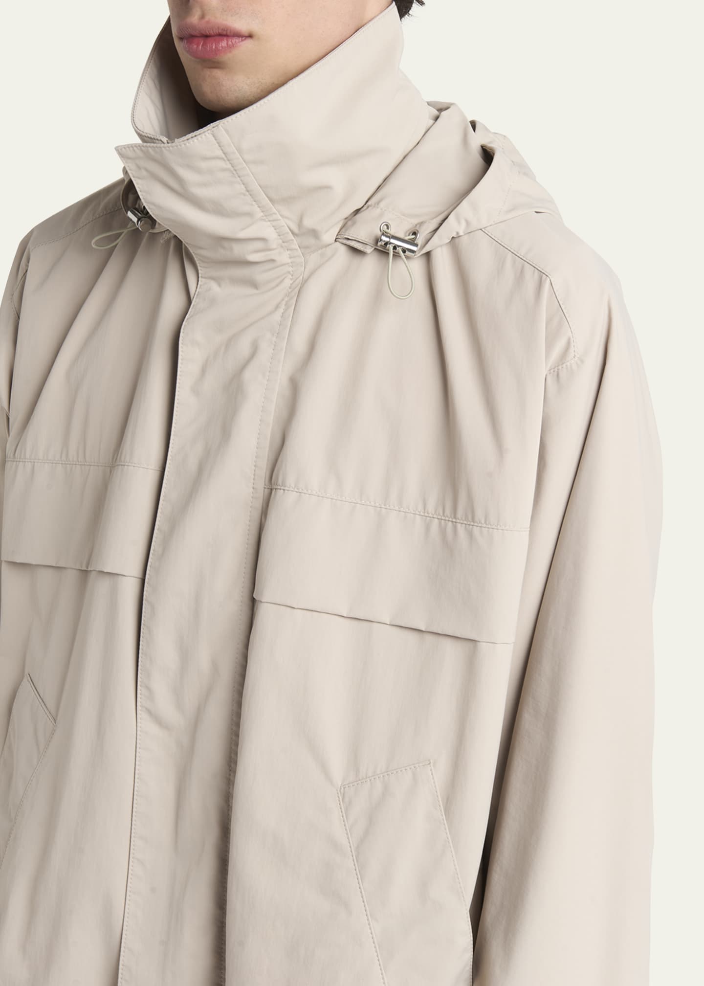 Bottega Veneta Men's Washed Technical Nylon Anorak Jacket Image 5 of 5