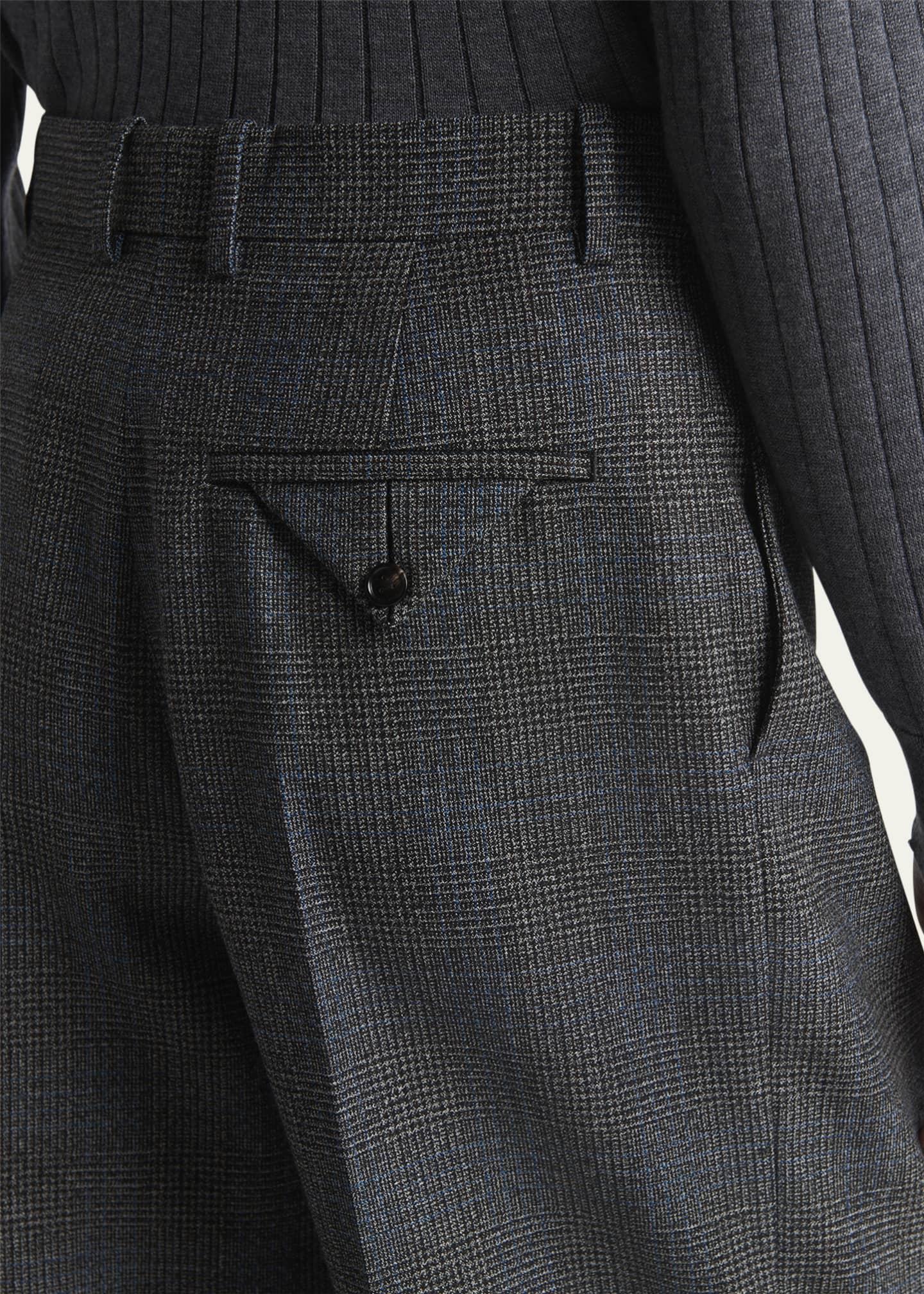 Bottega Veneta Men's Prince of Wales Wool Wide-Leg Trousers Image 5 of 5