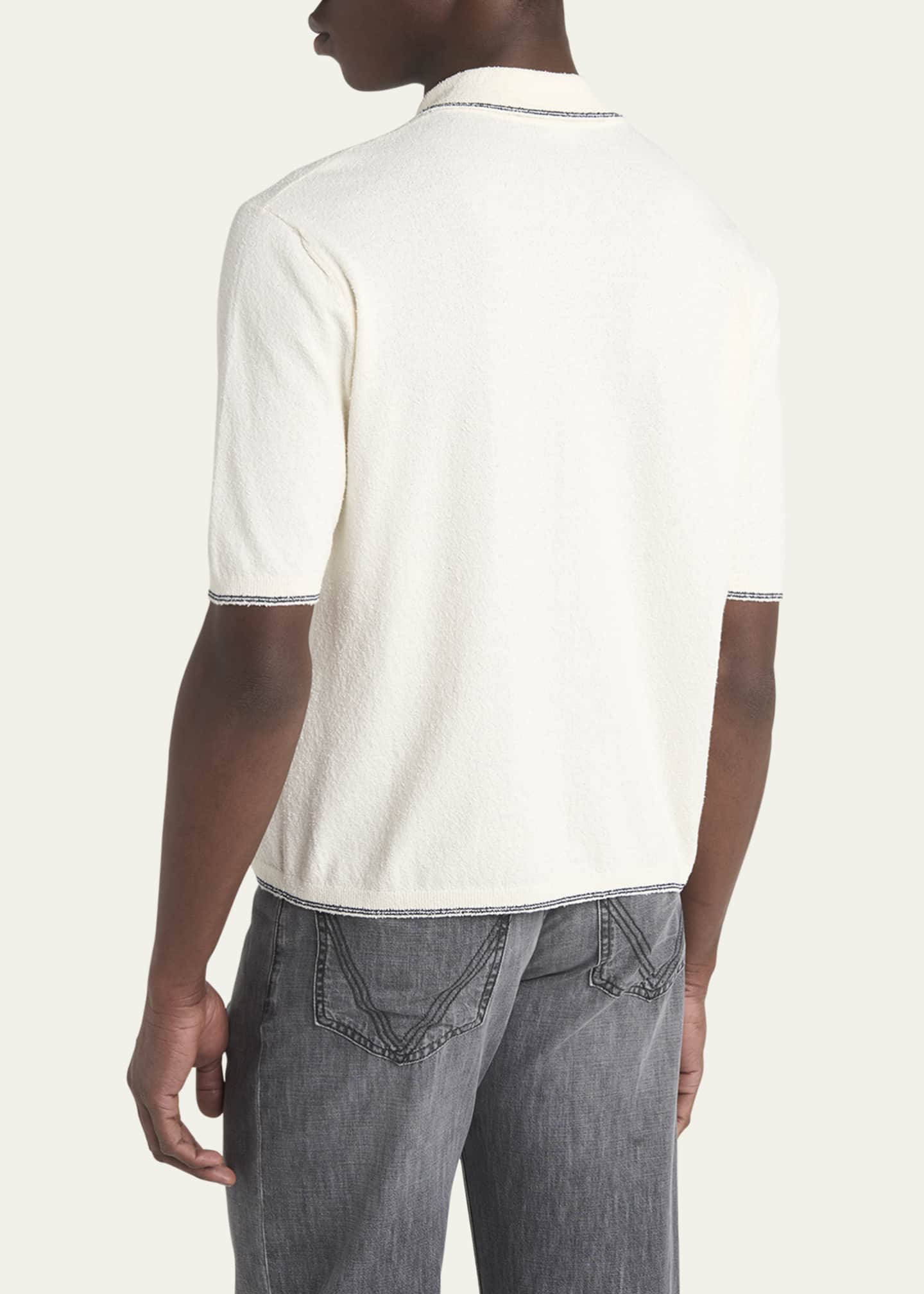 Bottega Veneta Men's Stripe Intarsia Knit Polo Shirt Image 3 of 5