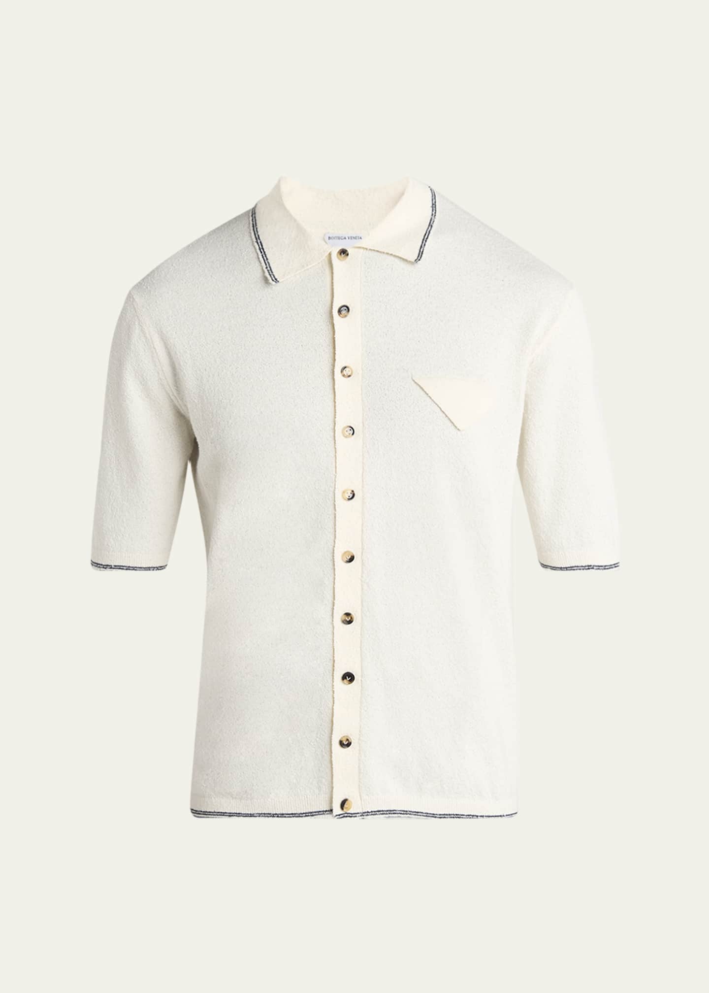 Bottega Veneta Men's Stripe Intarsia Knit Polo Shirt Image 1 of 5