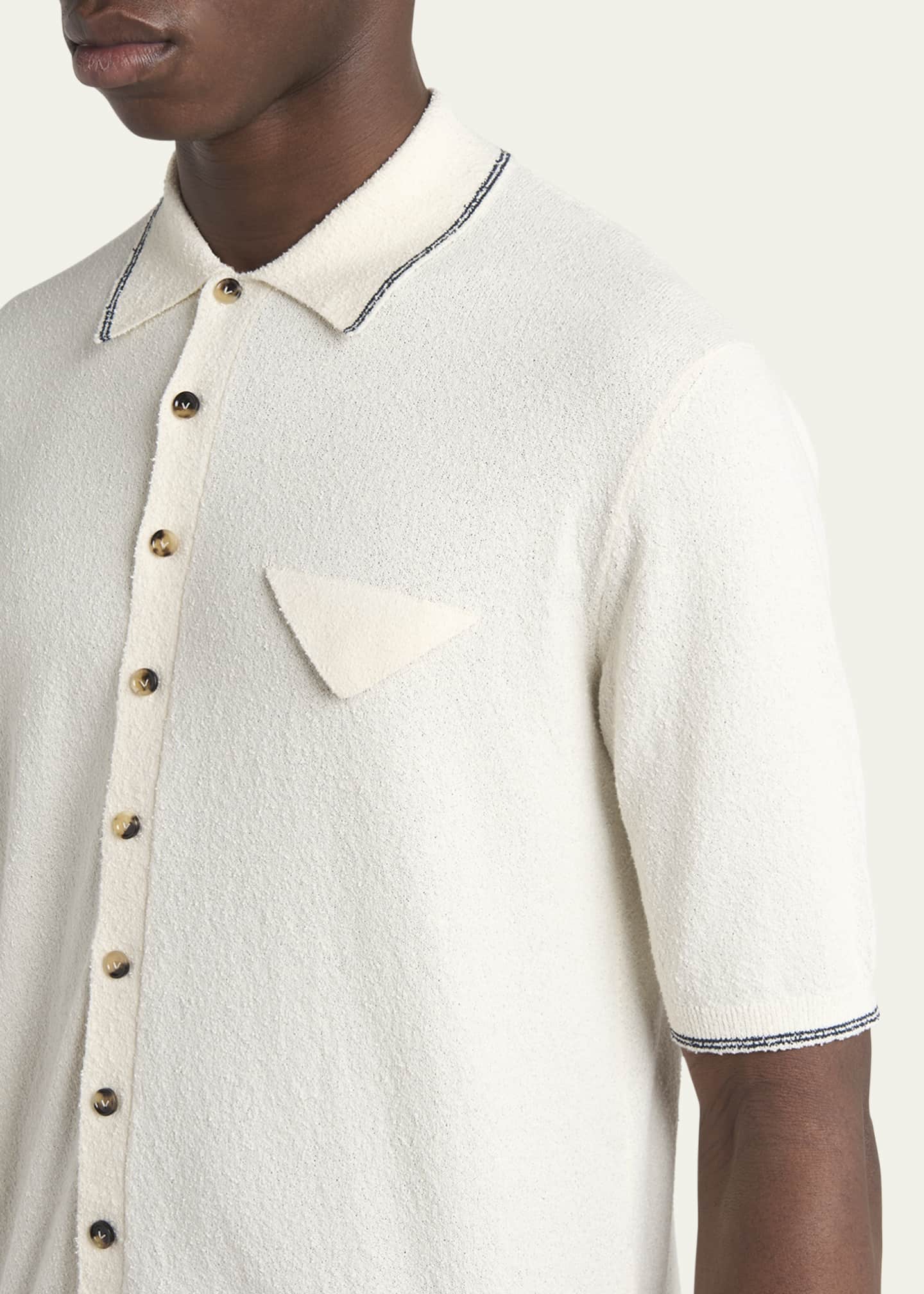 Bottega Veneta Men's Stripe Intarsia Knit Polo Shirt Image 5 of 5