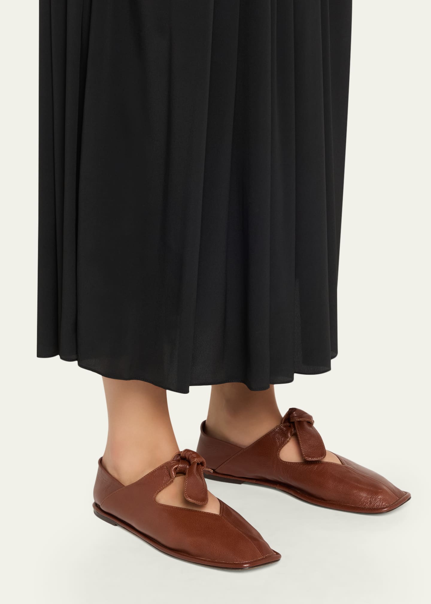 HEREU Llasada Supple Leather Bow Flats - Bergdorf Goodman