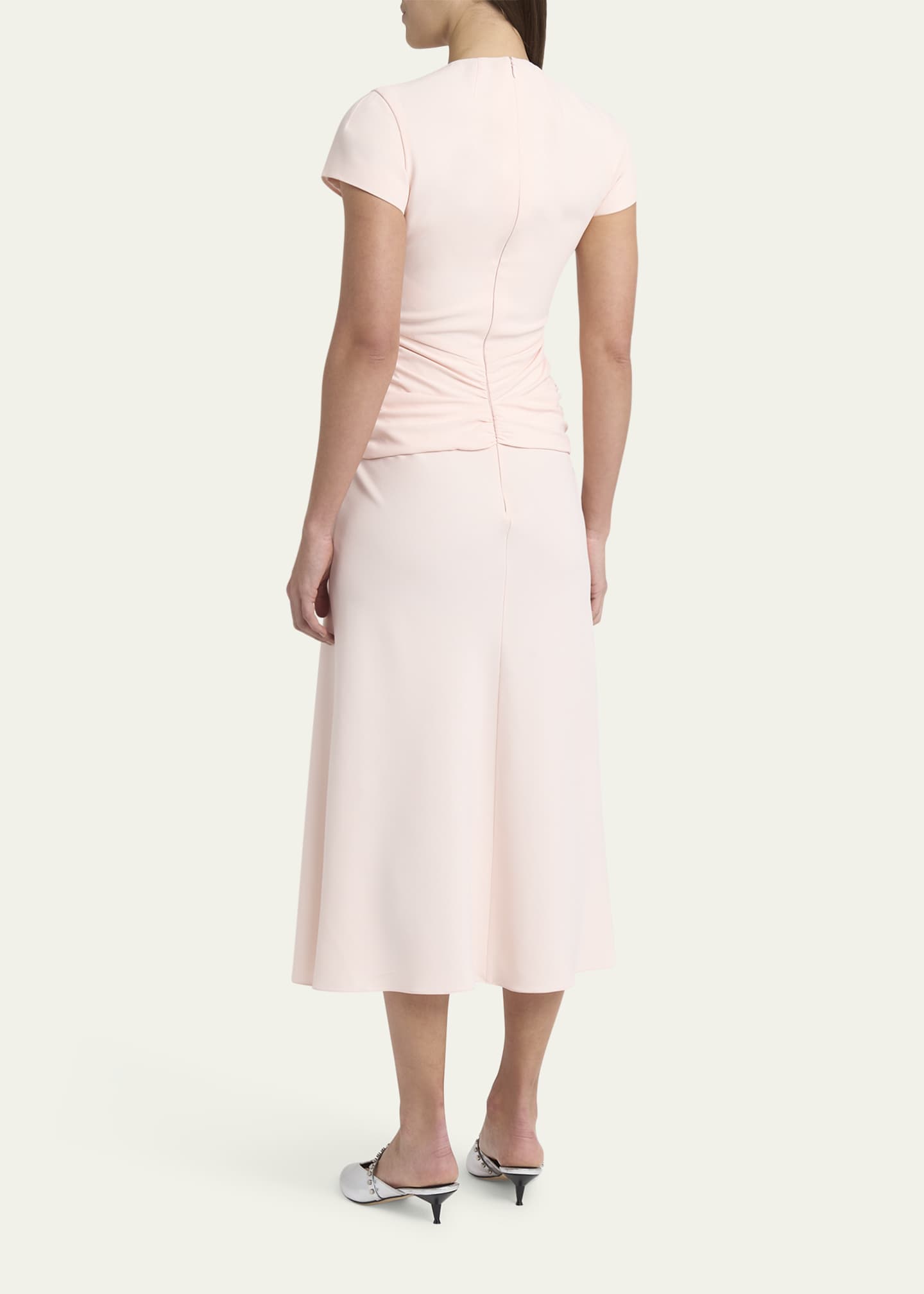 McQueen Twisted Waist Short-Sleeve Midi Dress Image 3 of 5