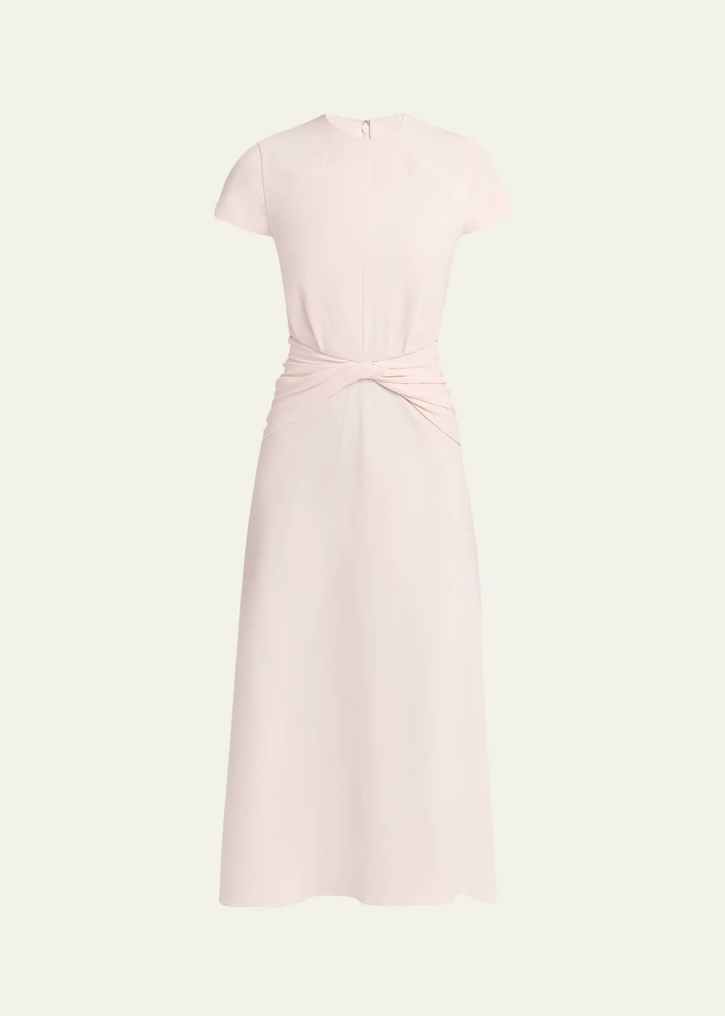 McQueen Twisted Waist Short-Sleeve Midi Dress Image 1 of 5