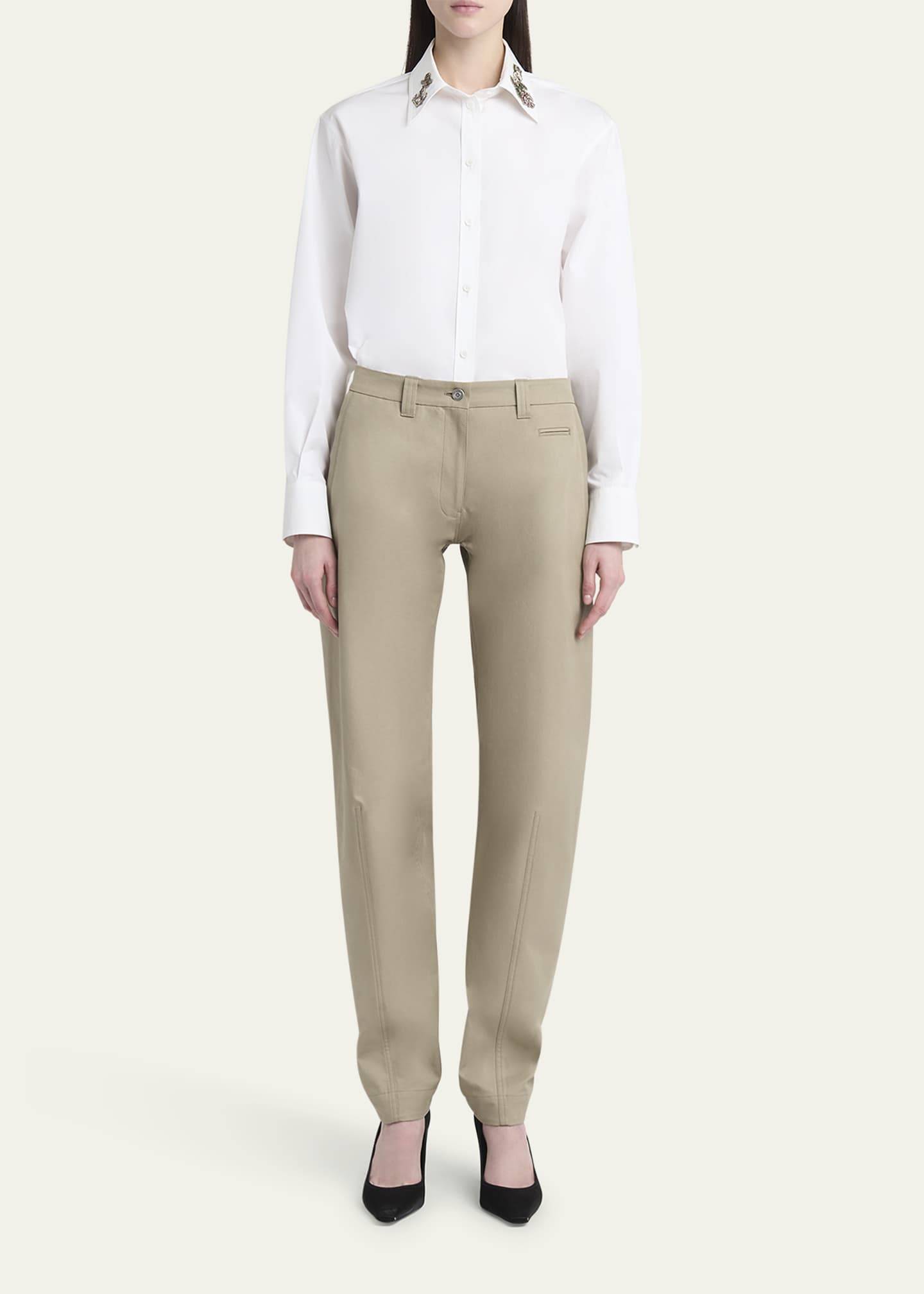 McQueen Strass Anchor Embroidered Collar Poplin Shirt Image 2 of 5