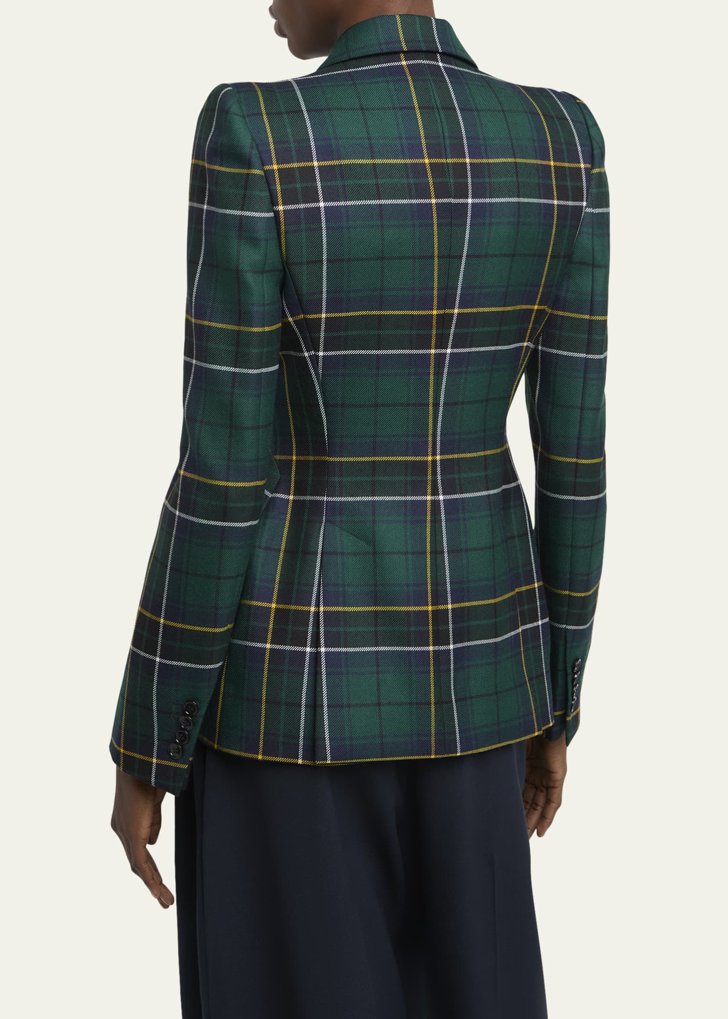McQueen Tartan Single-Breasted Blazer Jacket Image 3 of 5