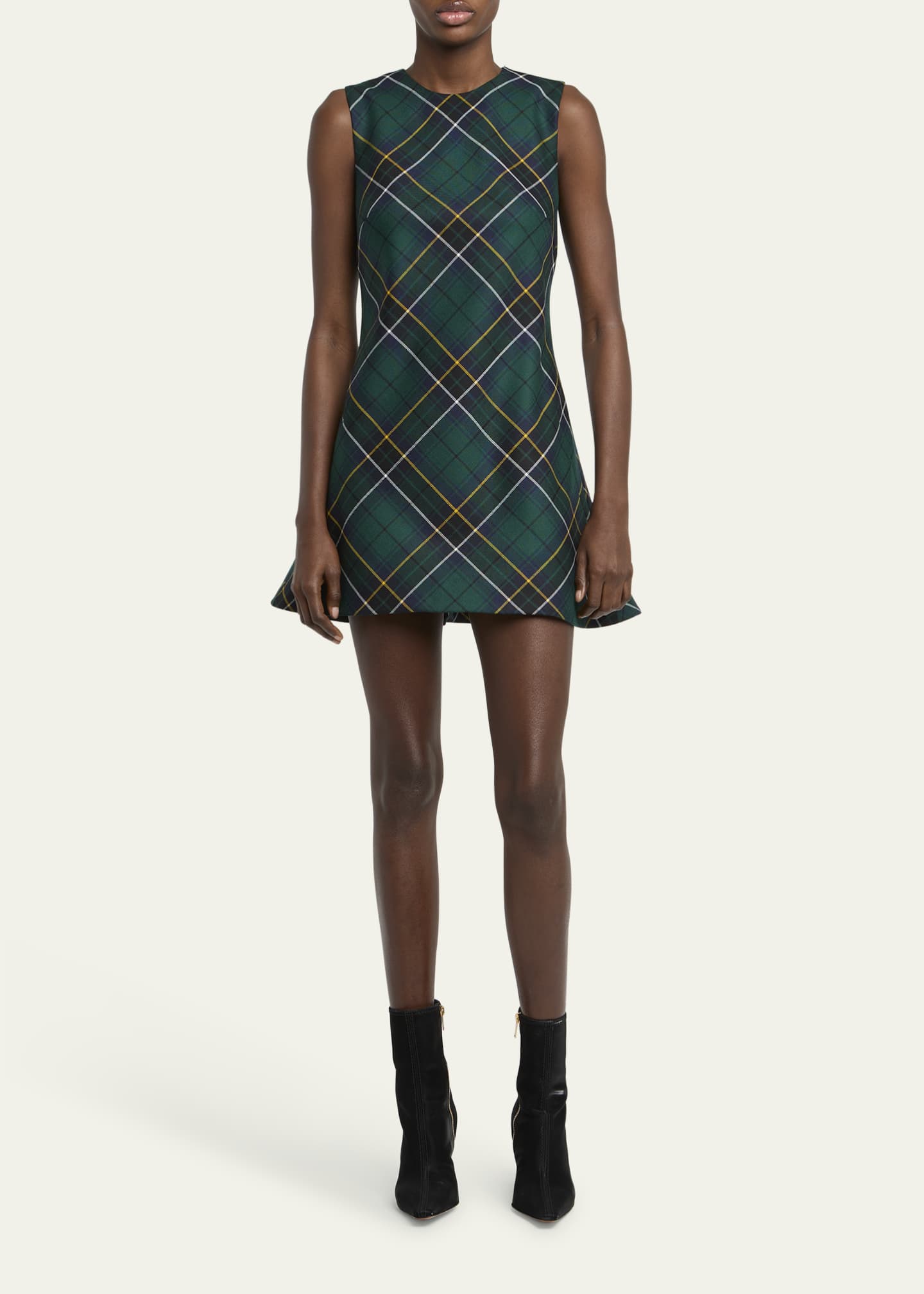 McQueen Tartan Sleeveless Flared Mini Dress Image 2 of 5
