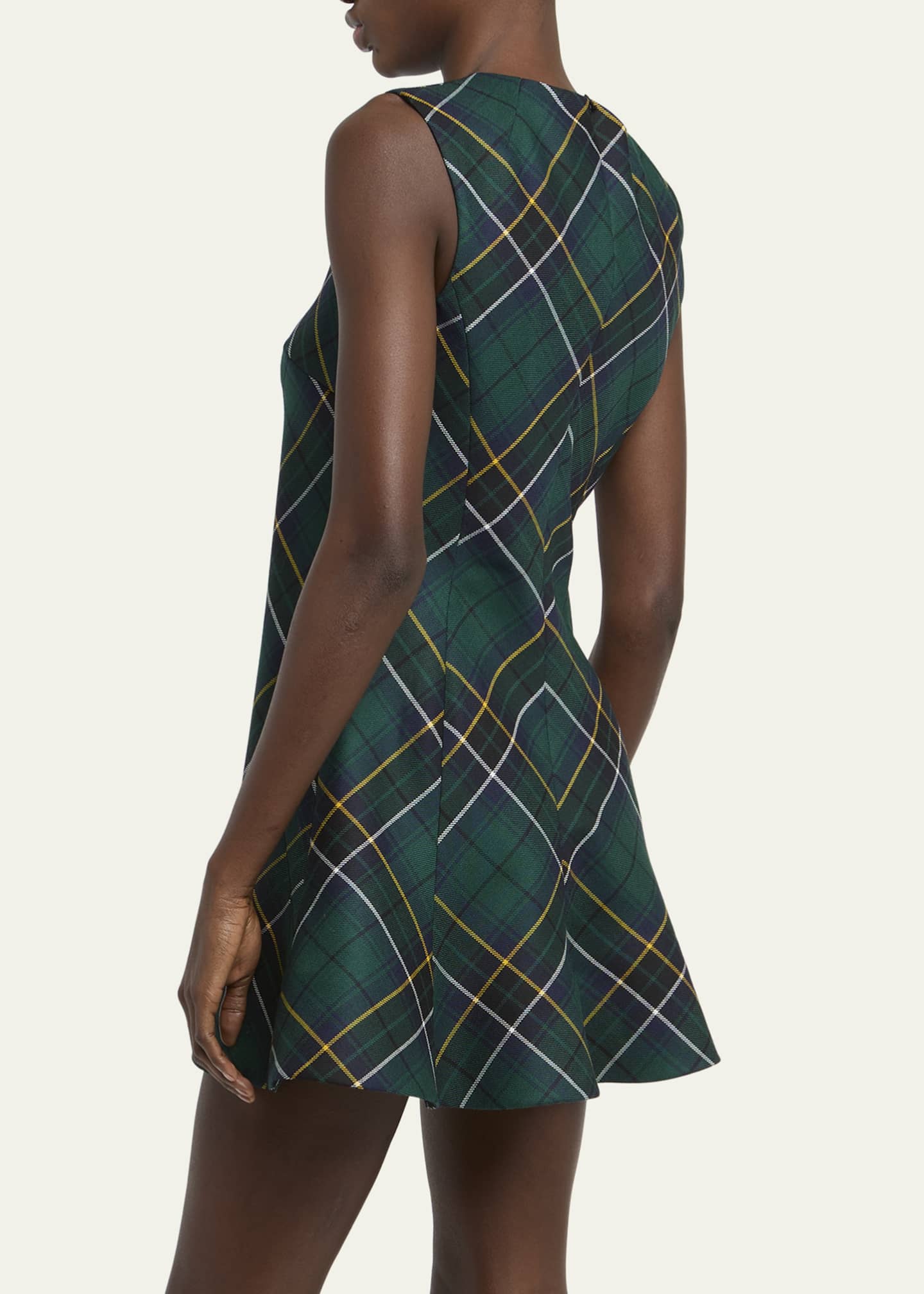 McQueen Tartan Sleeveless Flared Mini Dress Image 3 of 5