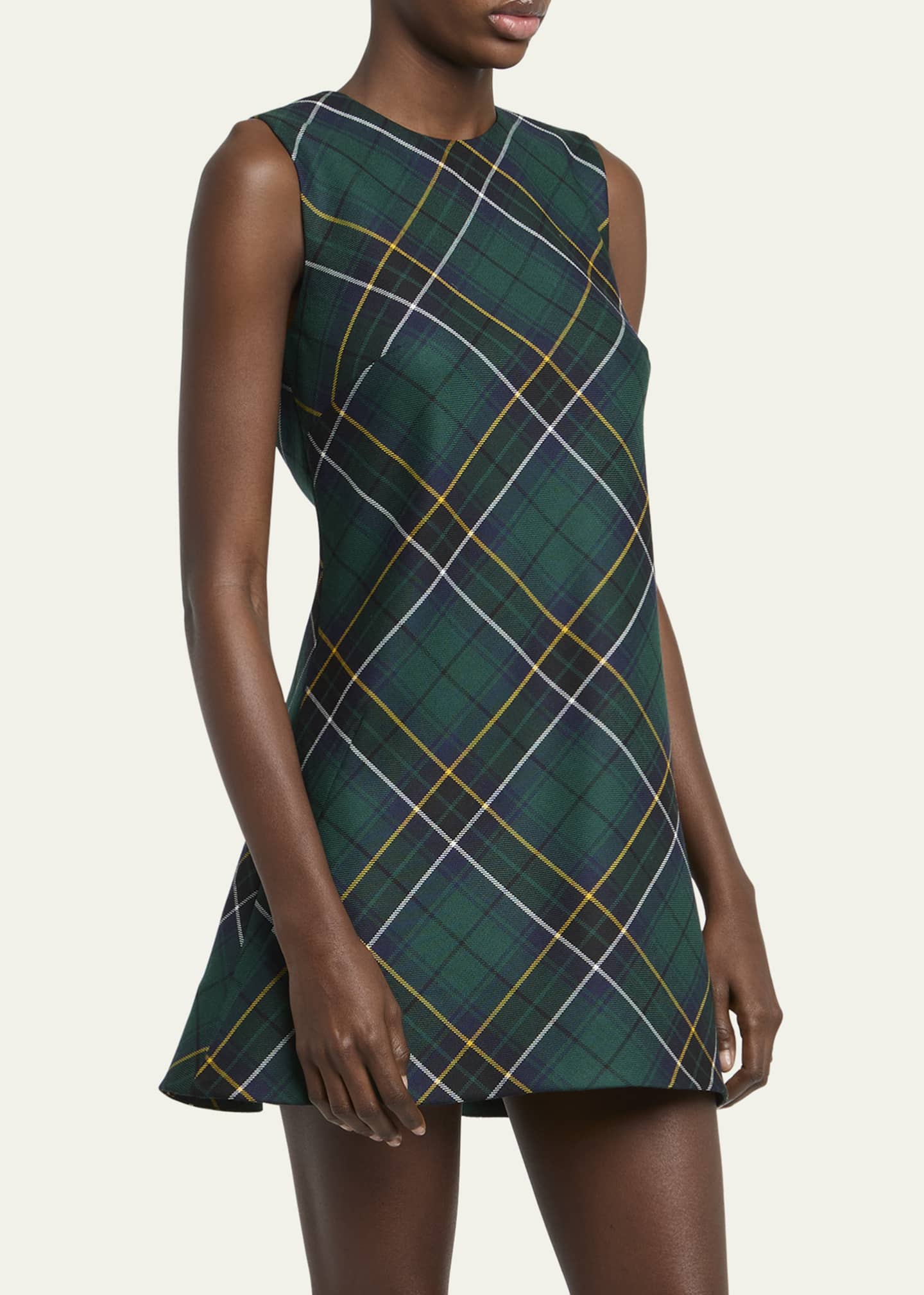 McQueen Tartan Sleeveless Flared Mini Dress Image 4 of 5