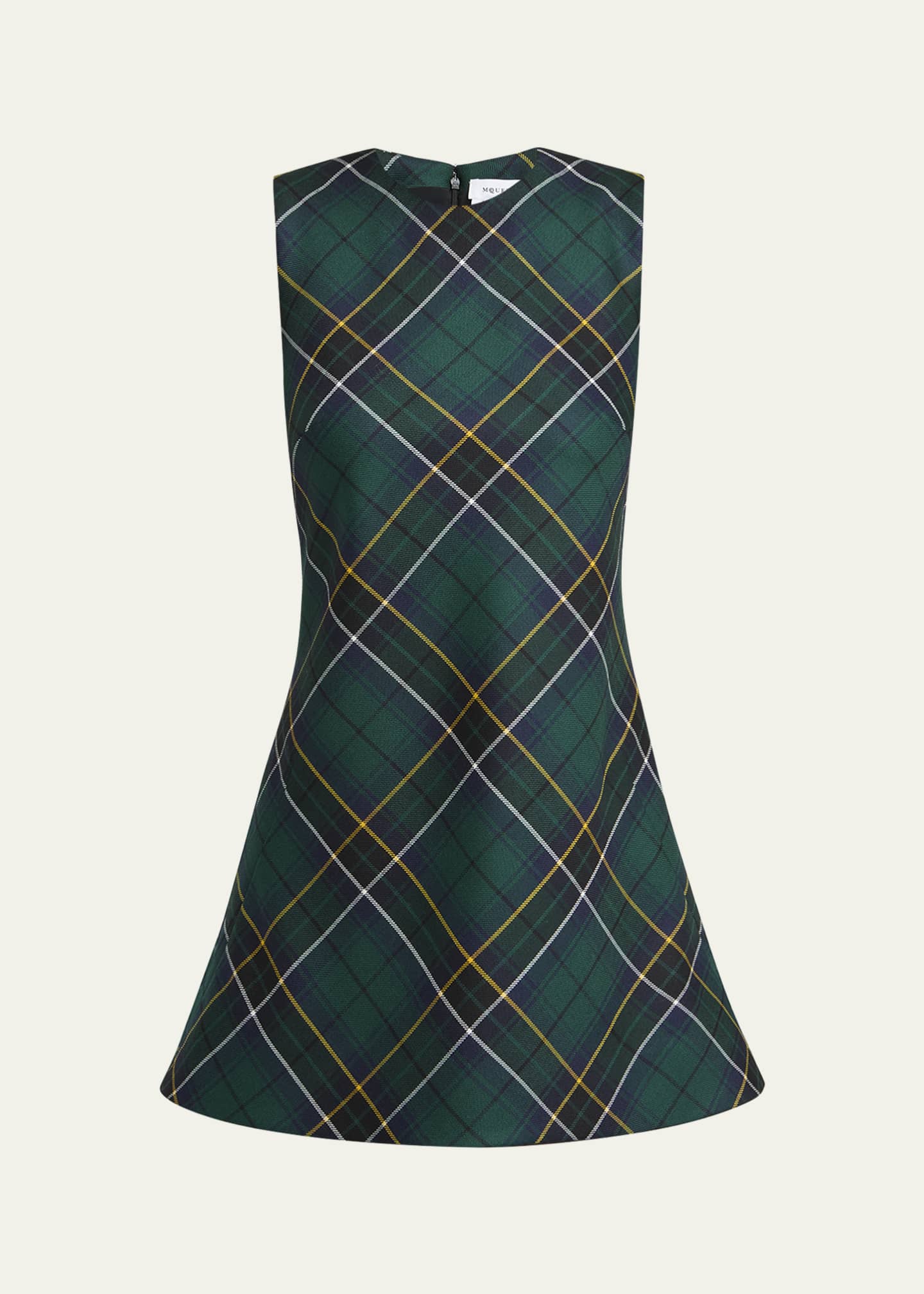 McQueen Tartan Sleeveless Flared Mini Dress Image 1 of 5