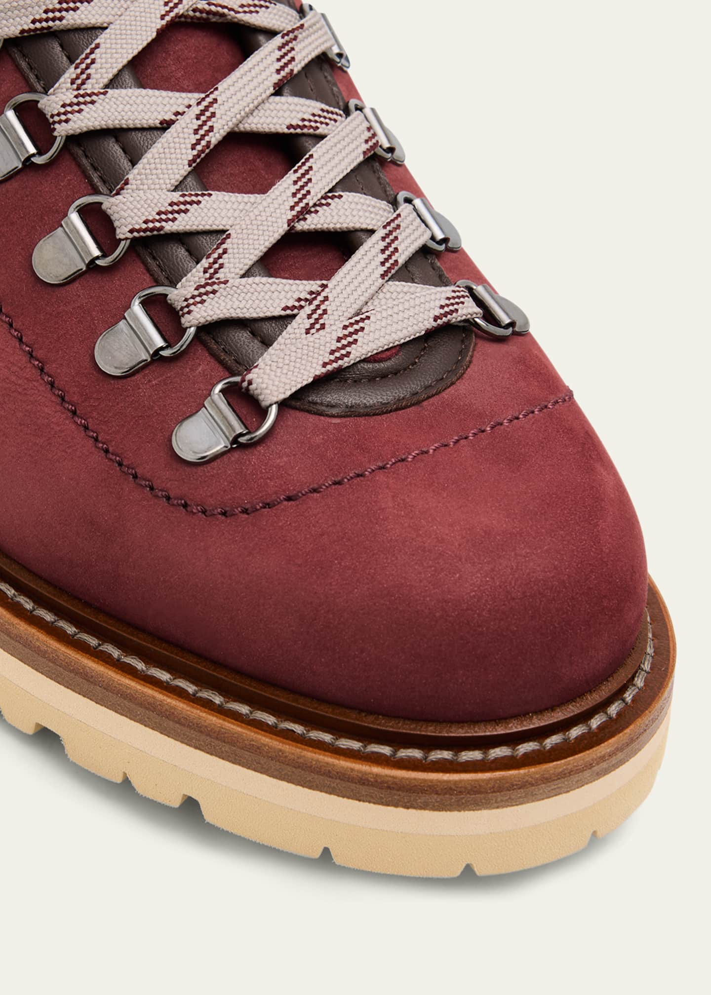 Brunello Cucinelli ブラウン デッキシューズ Brunello Cucinelli Men's Nubuck Fabric-Collar Hiking Boots