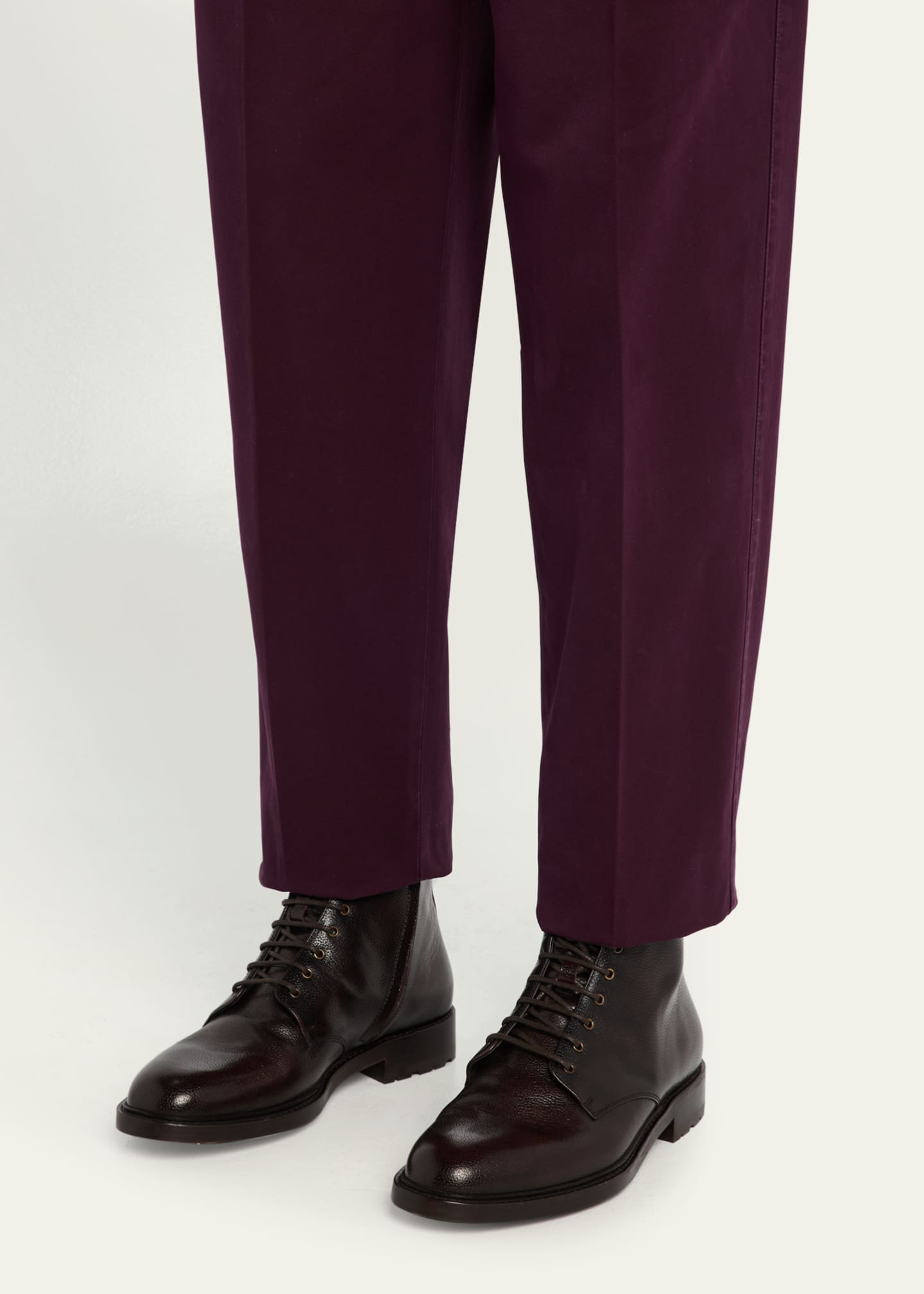 Brunello Cucinelli Men's Burnished Leather Ankle Boots Image 2 of 6