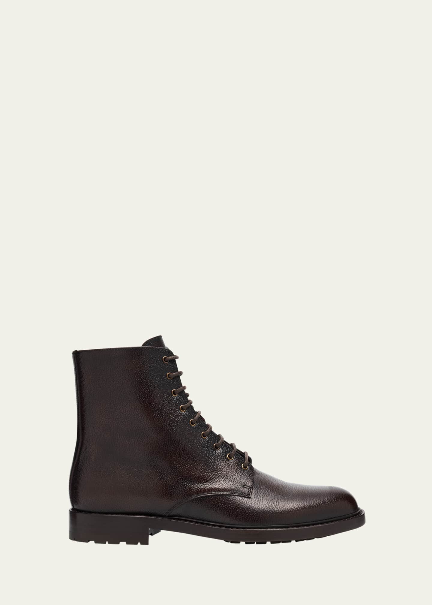 Brunello Cucinelli Men's Burnished Leather Ankle Boots Image 1 of 6