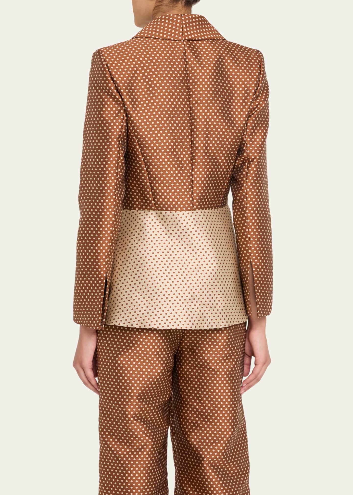 Rosie Assoulin Rapt Attention Polka-Dot Silk Wrap Blazer Image 3 of 5