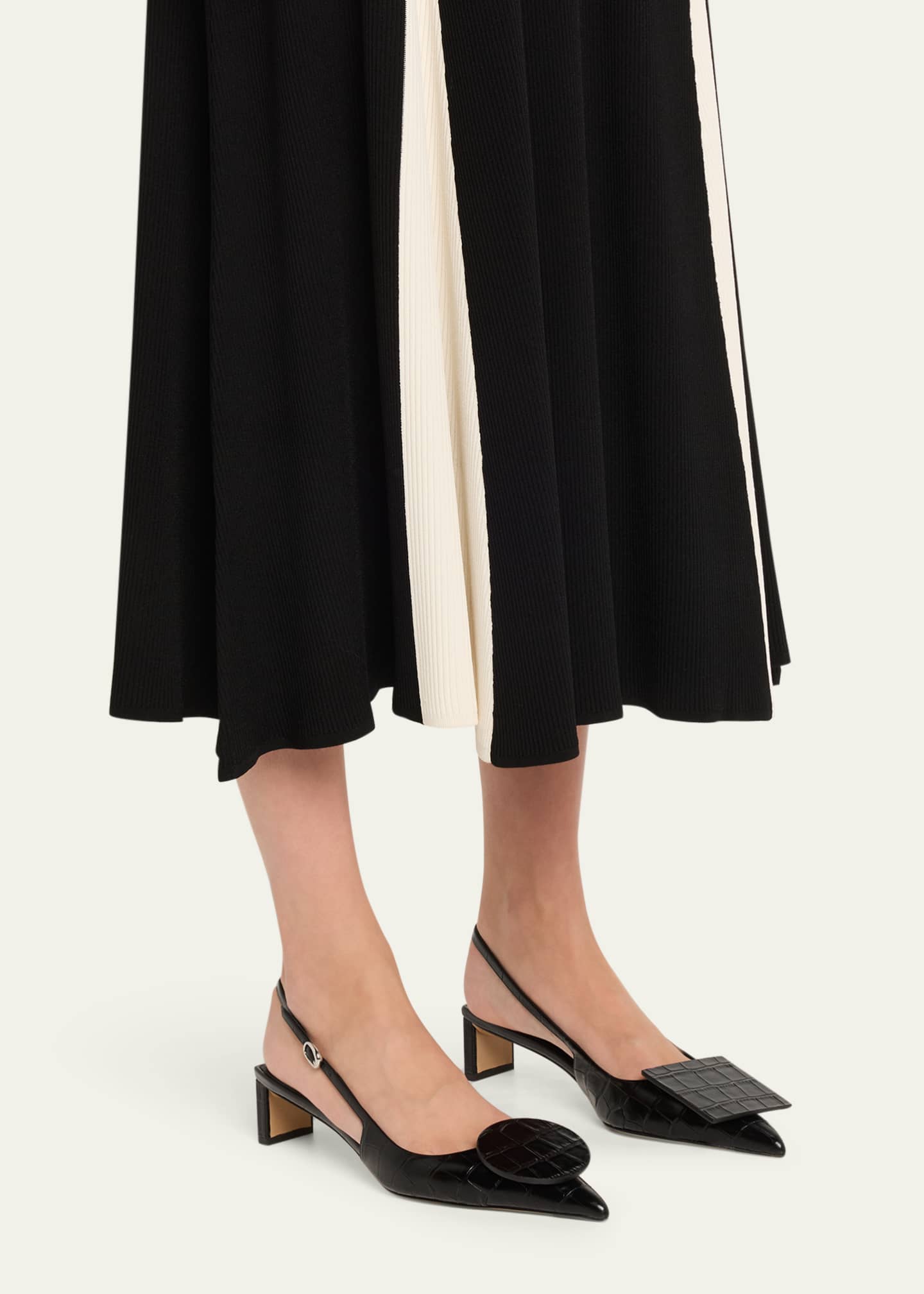 Les Slingbacks Croc-Embossed Leather Pumps