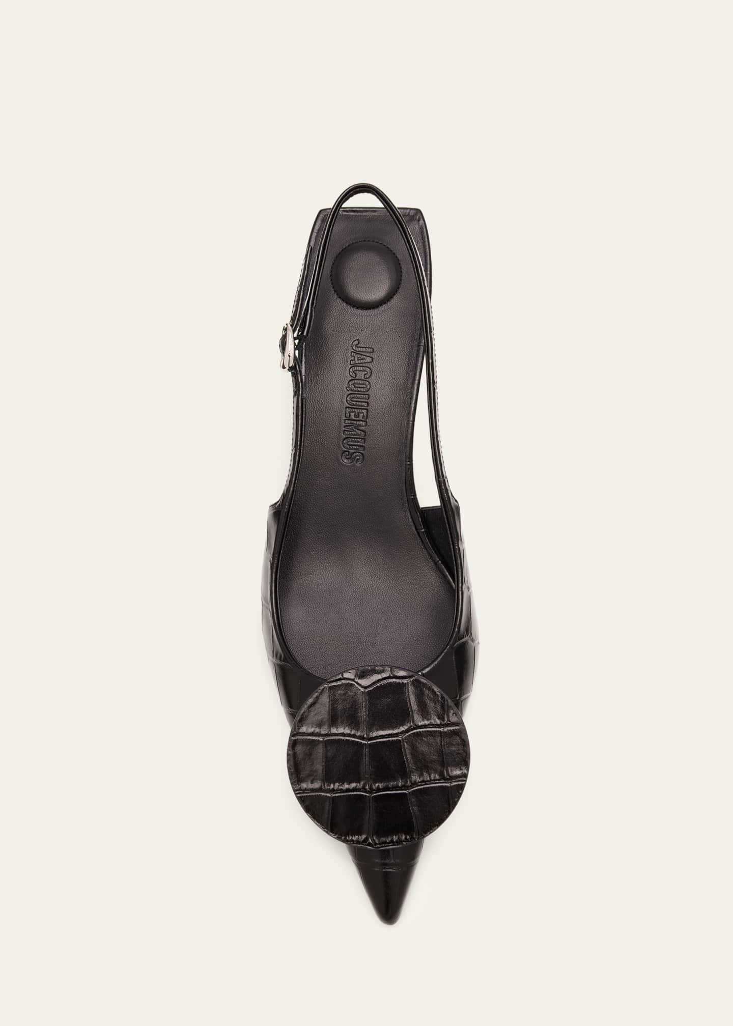 Les Slingbacks Croc-Embossed Leather Pumps