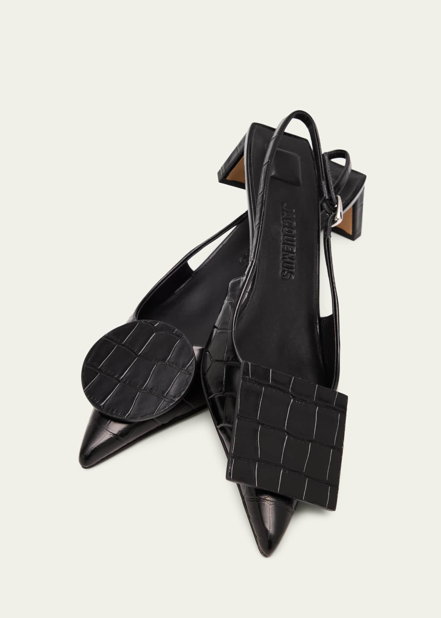 Les Slingbacks Croc-Embossed Leather Pumps