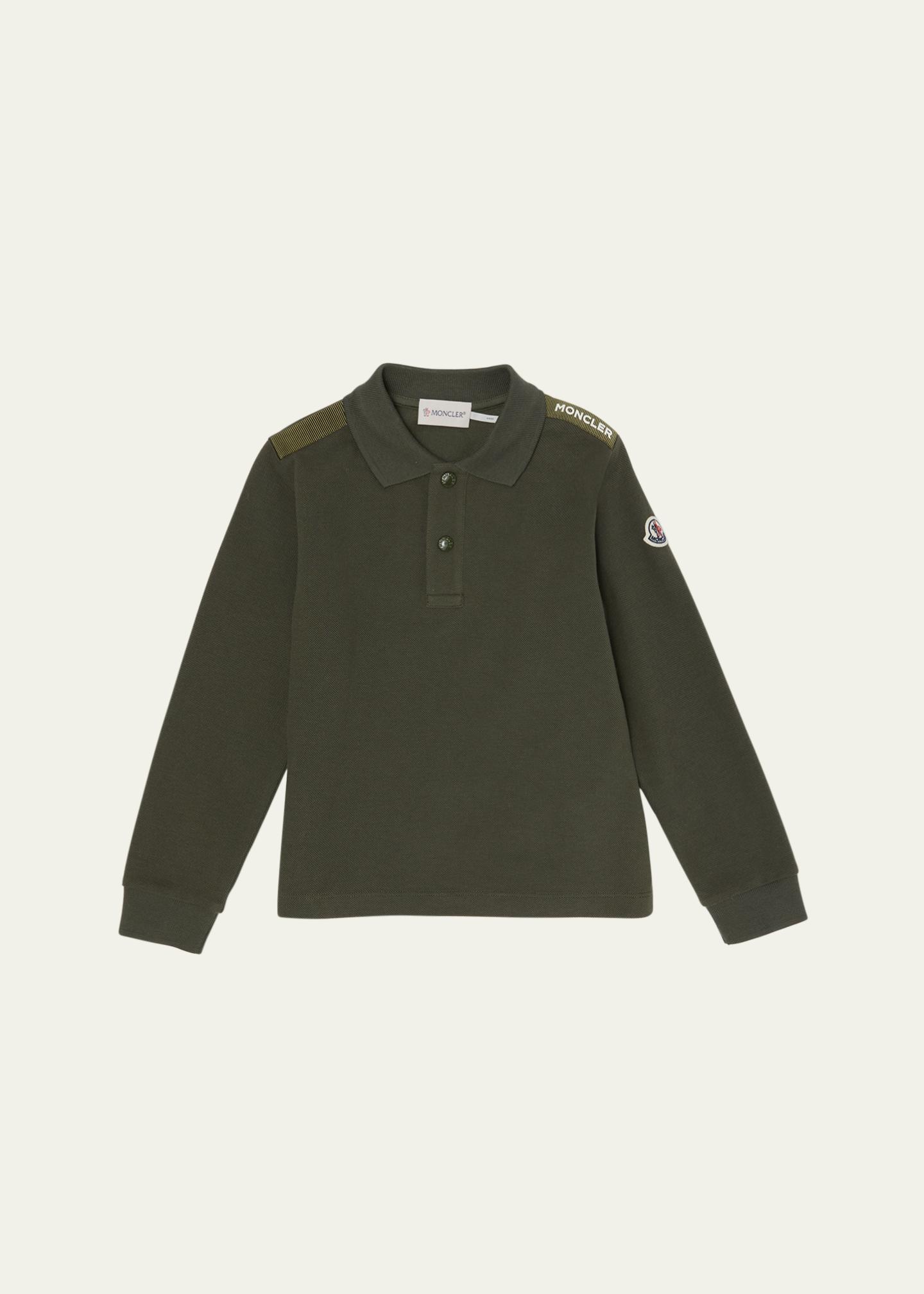 Moncler Boy's Logo Tape Long-Sleeve Polo Shirt, Size 8-10 - Bergdorf ...