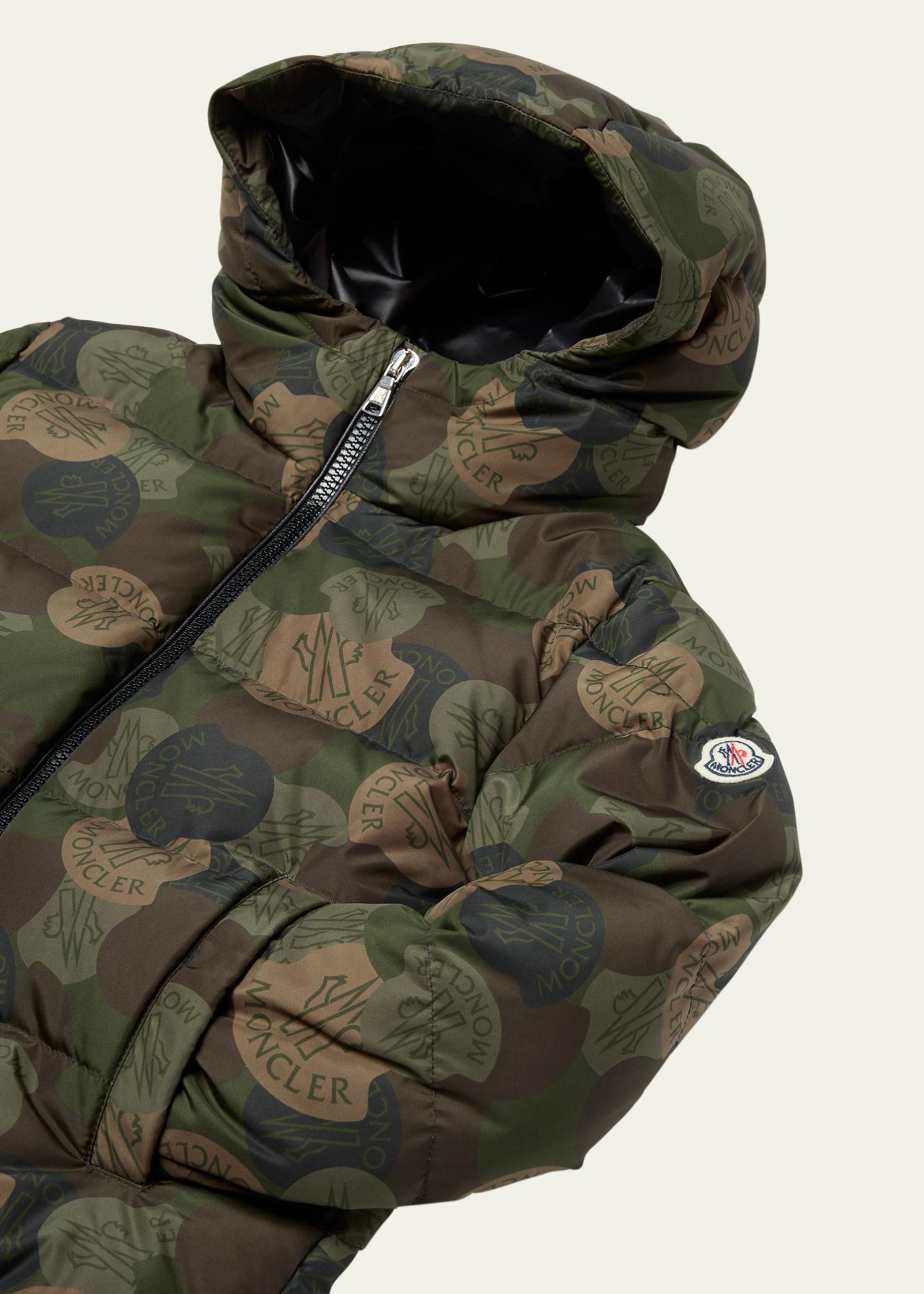 Moncler Boy's Escer Camo Logo-Print Puffer Jacket, Size 8-10