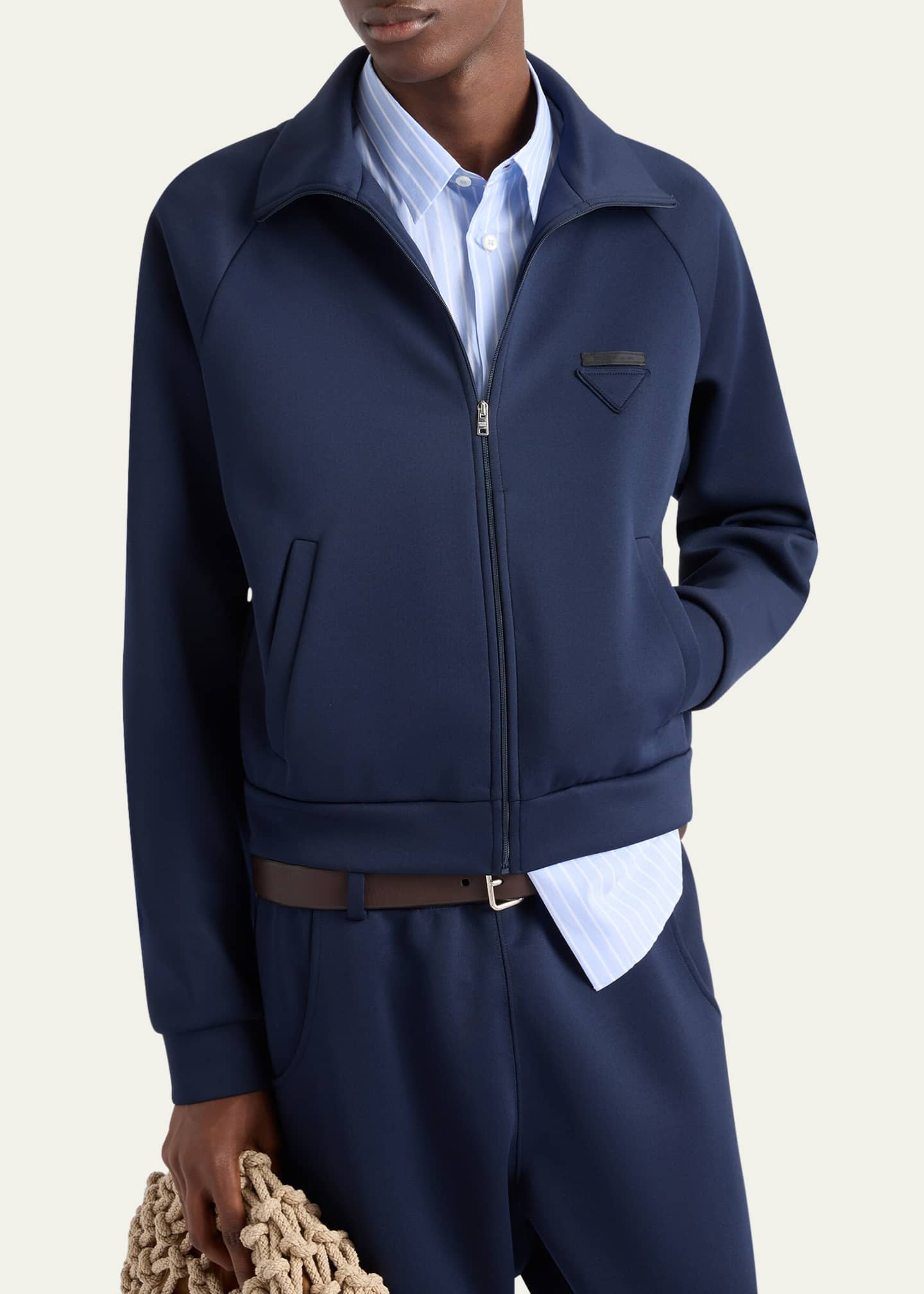 トップス PRADA TECHNO TECHNICAL KNIT ZIP JACKET SS19 Prada Techno Technical Knit Zip Up - Womens 6-8 – Holsales