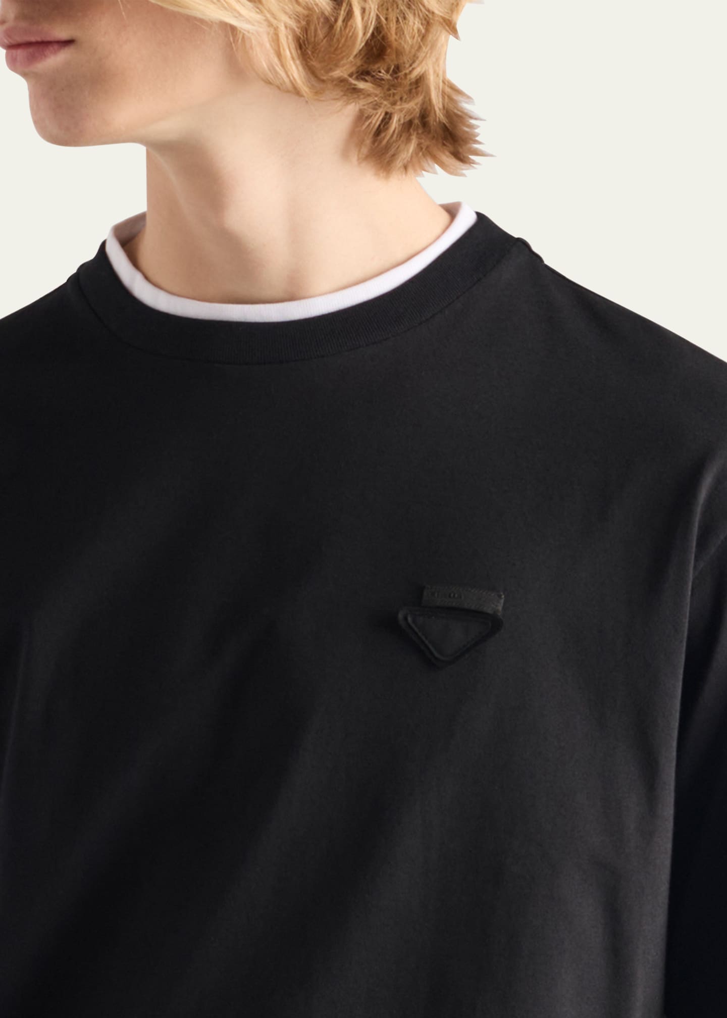 Prada Men's Tipped Cotton Long-Sleeve T-Shirt - Bergdorf Goodman