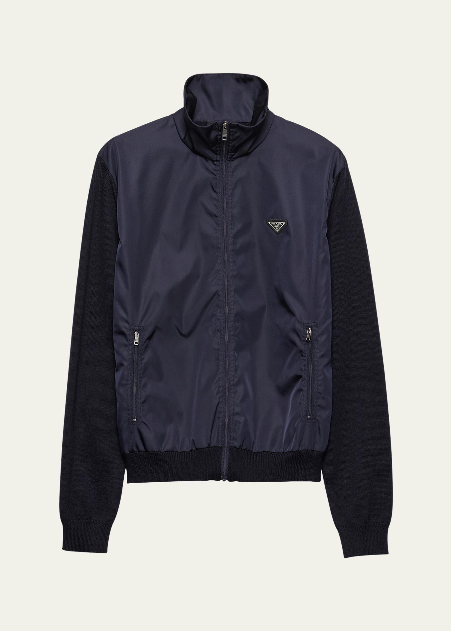 Prada Men's Mix Media Full-Zip Jacket - Bergdorf Goodman