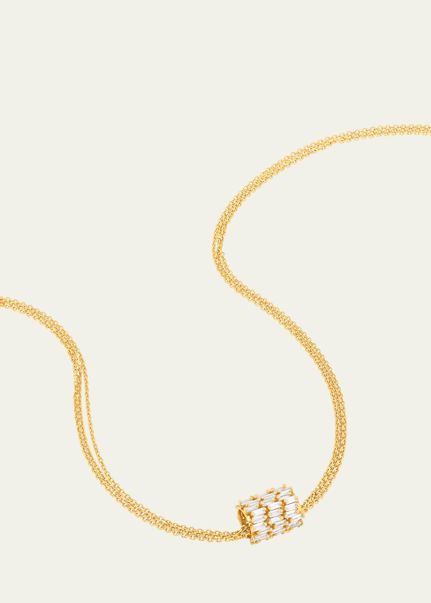 Suzanne Kalan 18K Yellow Gold Infinite Triple Row Diamond Rondelle Pendant Necklace Image 2 of 2