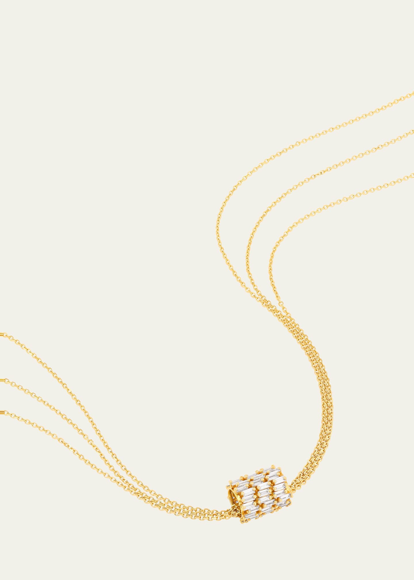 Suzanne Kalan 18K Yellow Gold Infinite Triple Row Diamond Rondelle Pendant Necklace Image 1 of 2