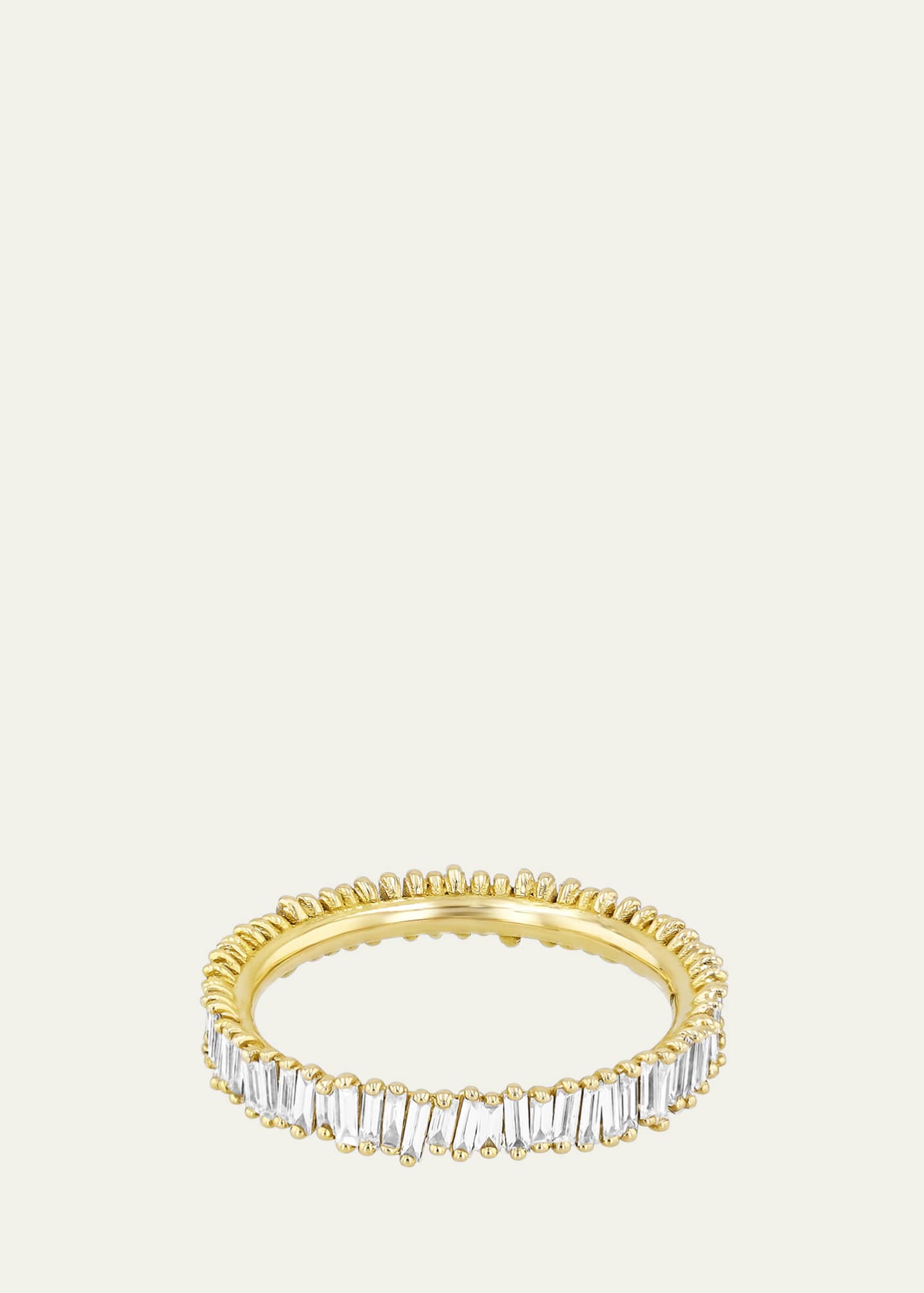 Suzanne Kalan 18K Yellow Gold Fireworks Mini Classic Eternity Band with White Diamond Baguettes