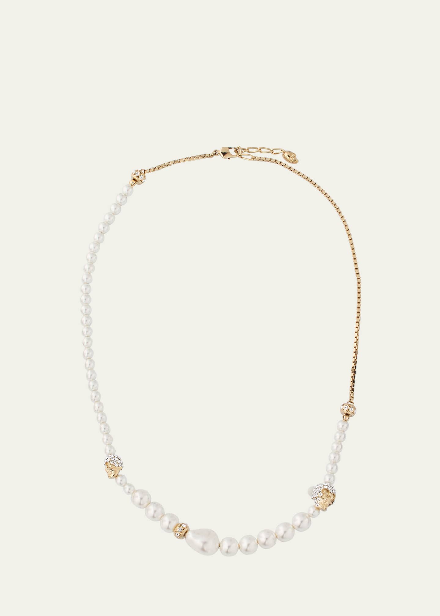 McQueen Pearly Skull Necklace Image 1 of 4