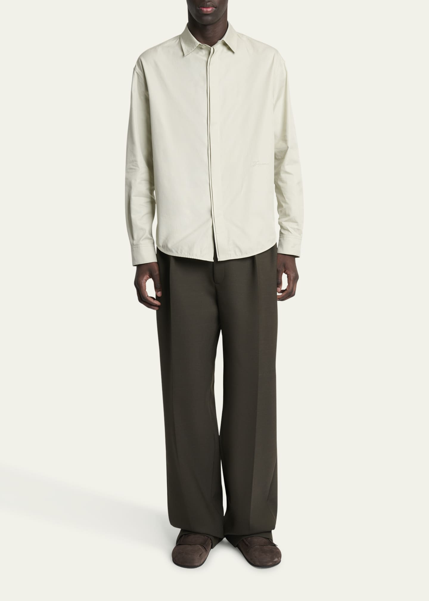 Jacquemus Men's Le Pantalon Wide-Leg Pleated Pants Image 2 of 5