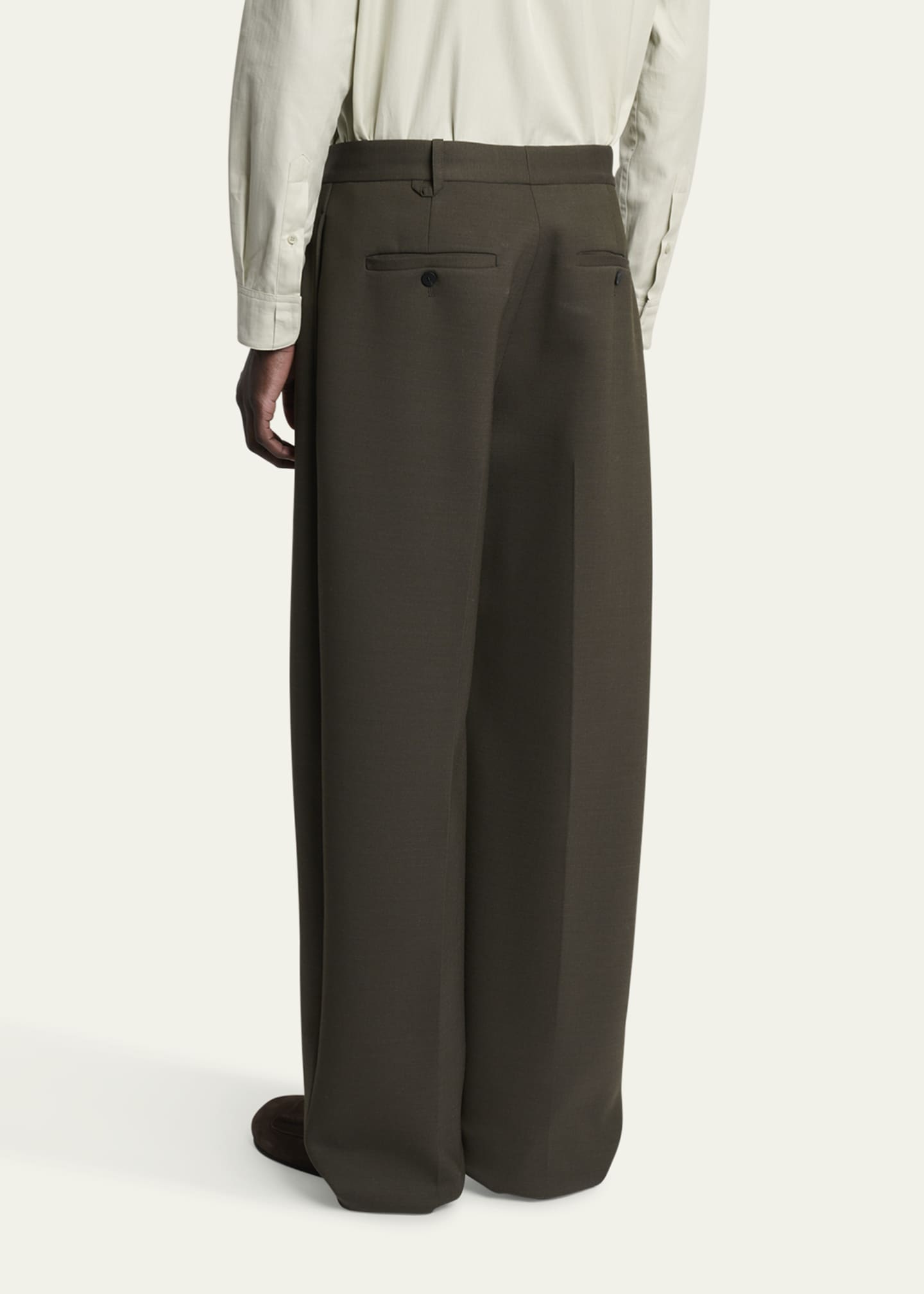 Jacquemus Men's Le Pantalon Wide-Leg Pleated Pants Image 3 of 5