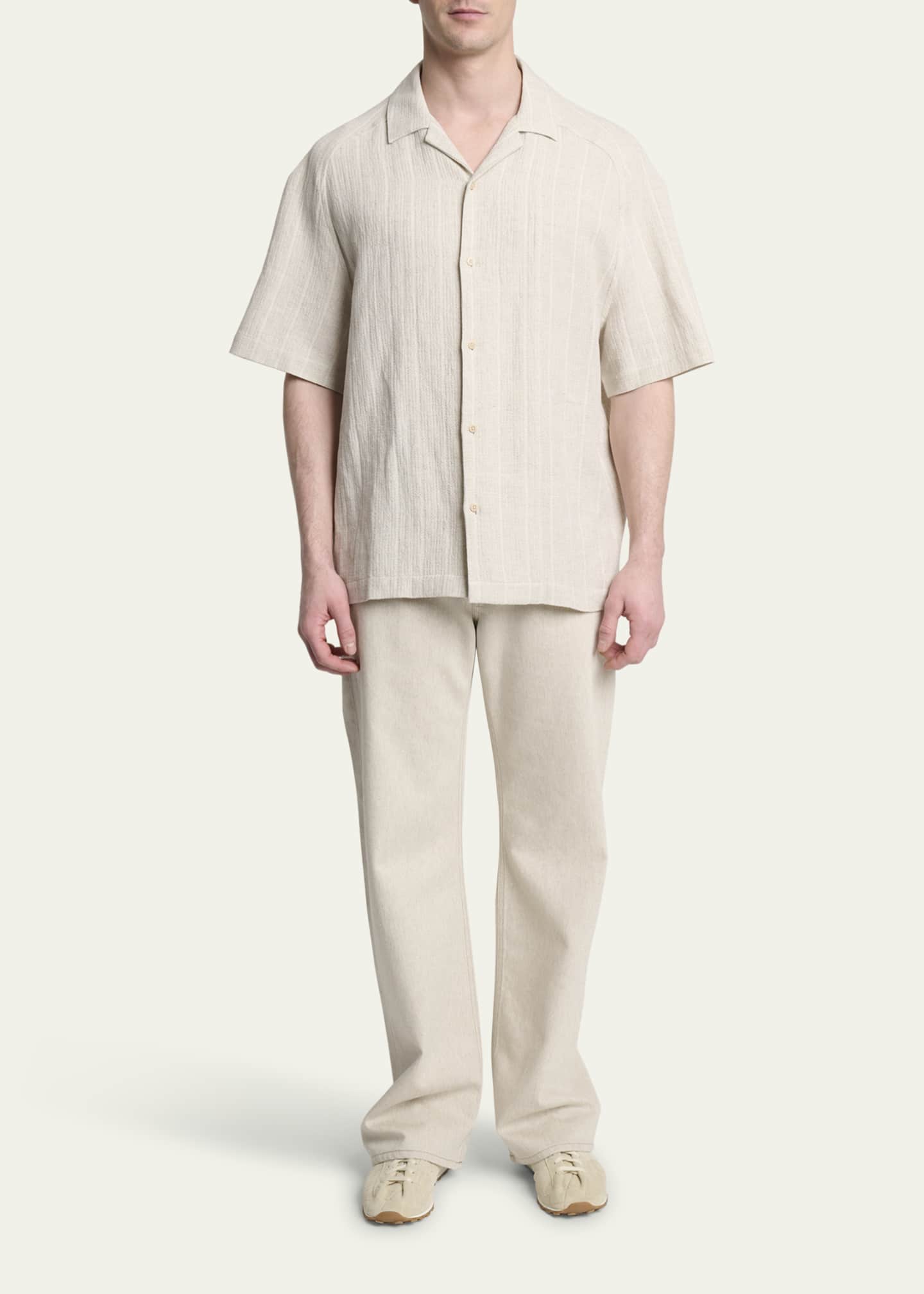 Jacquemus Men's Cotton and Linen Fonccio Camp Shirt Image 2 of 5