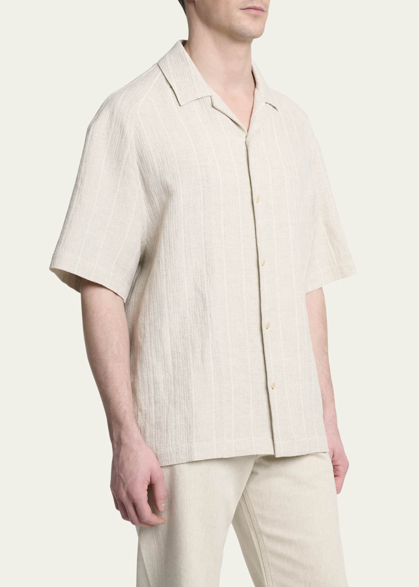 Jacquemus Men's Cotton and Linen Fonccio Camp Shirt Image 4 of 5