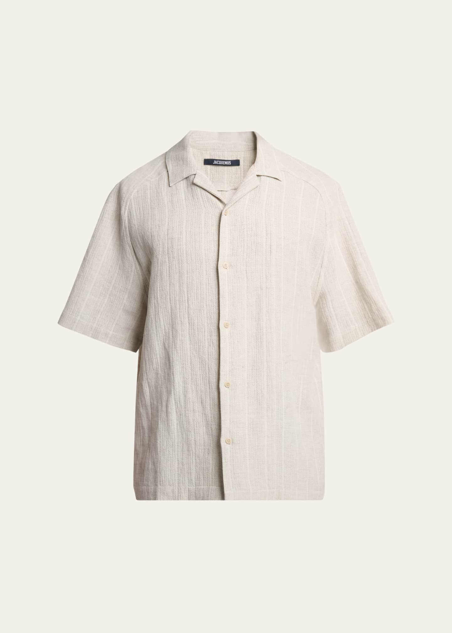 Jacquemus Men's Cotton and Linen Fonccio Camp Shirt Image 1 of 5