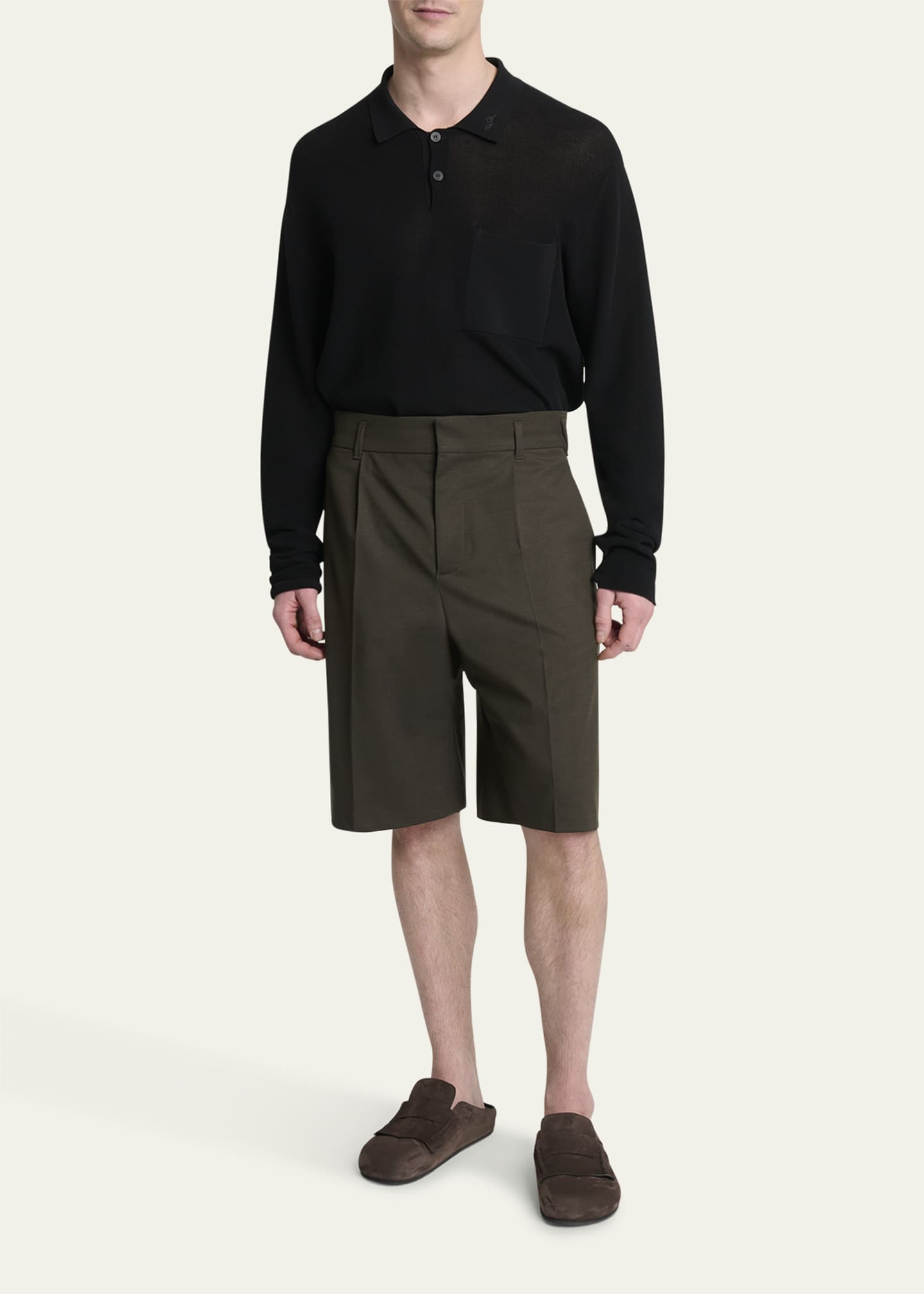 Jacquemus Men's Relaxed Single-Pleated Shorts Image 2 of 5