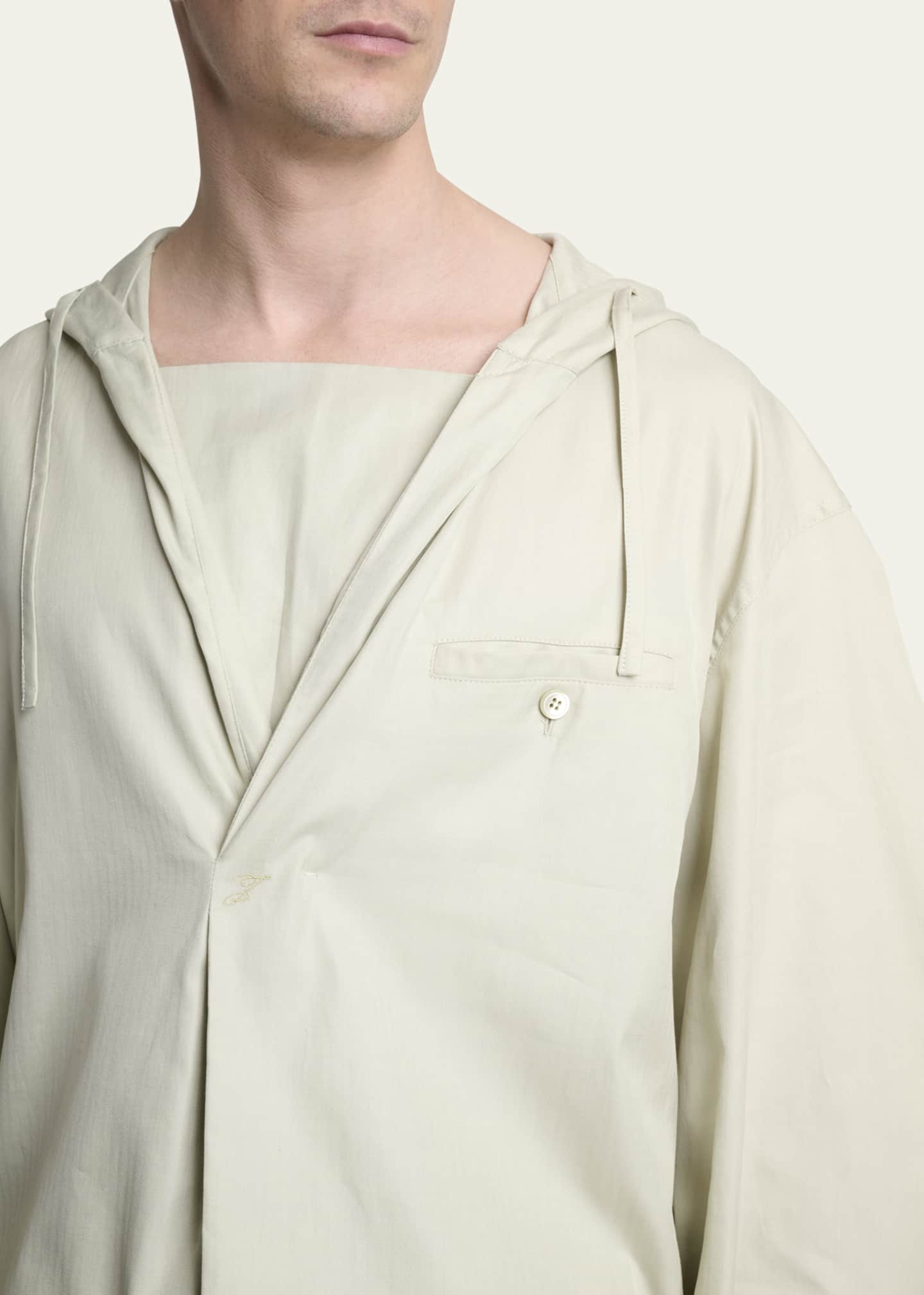 Jacquemus Men's La Blouse Cotton Herringbone Hooded Shirt Image 5 of 5
