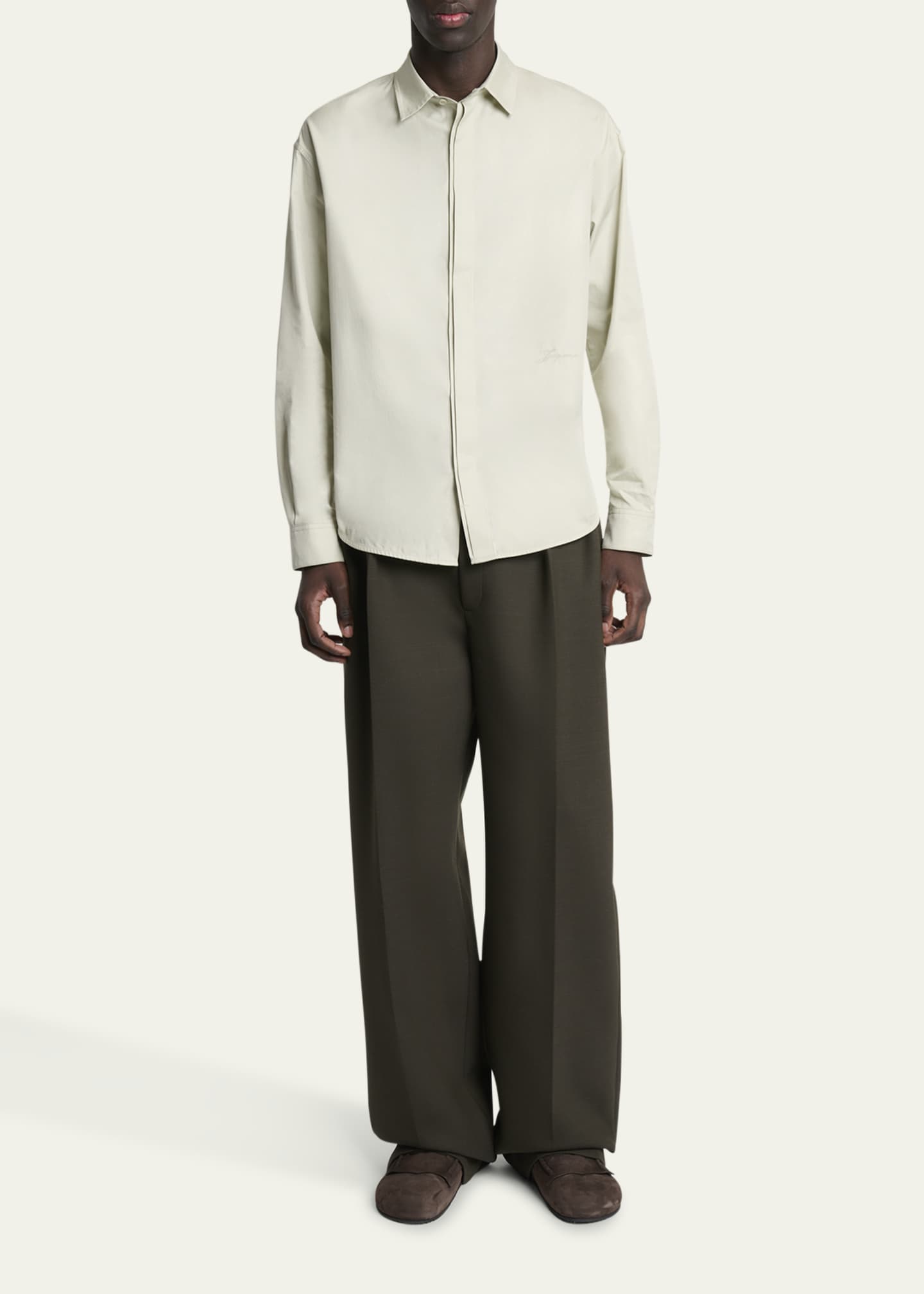 Jacquemus Men's Simon Cotton Herringbone Sport Shirt Image 2 of 5