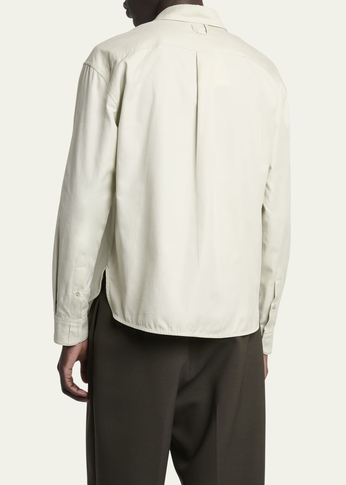 Jacquemus Men's Simon Cotton Herringbone Sport Shirt Image 3 of 5