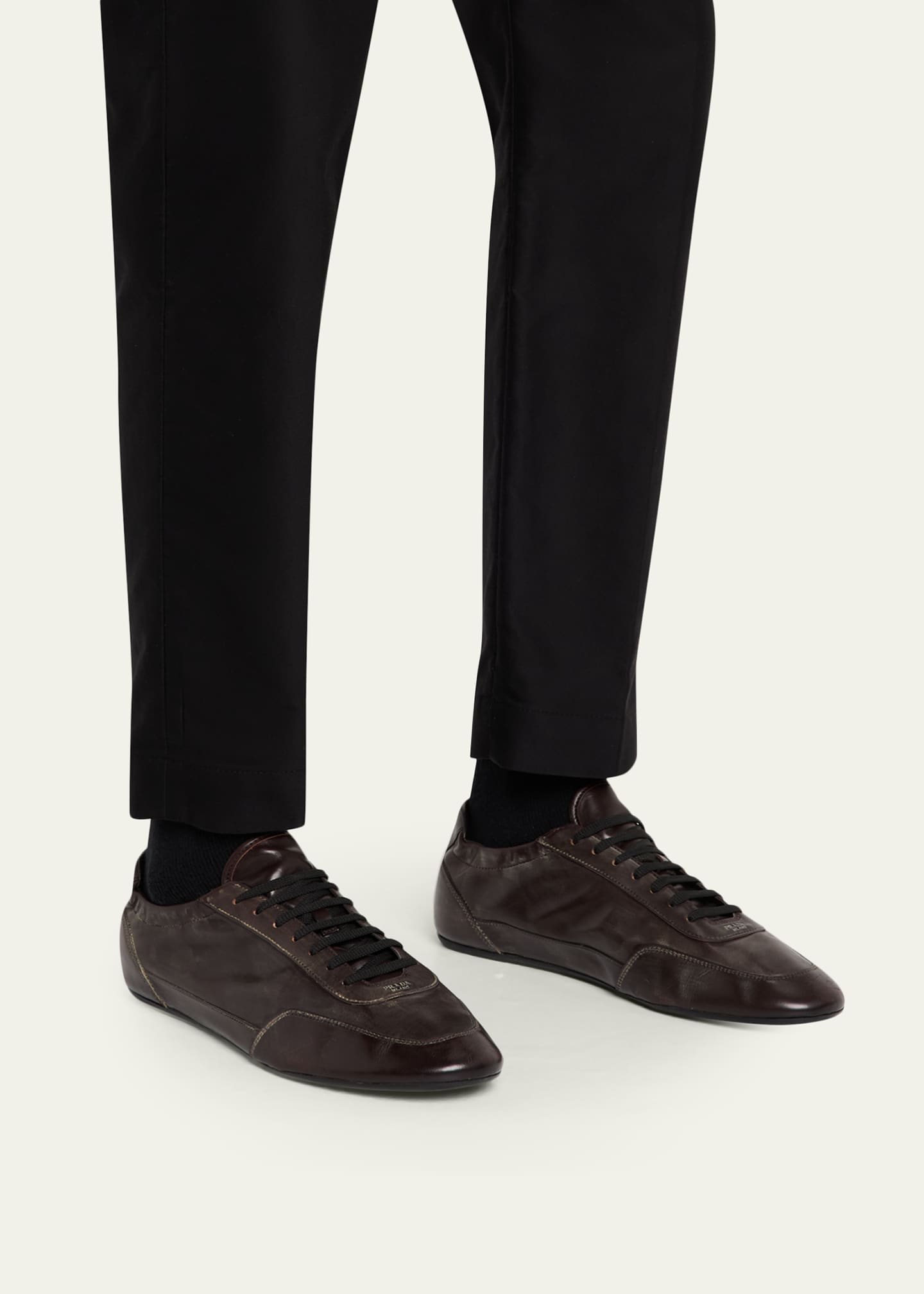 Prada Collapse Leather Sneakers - Bergdorf Goodman