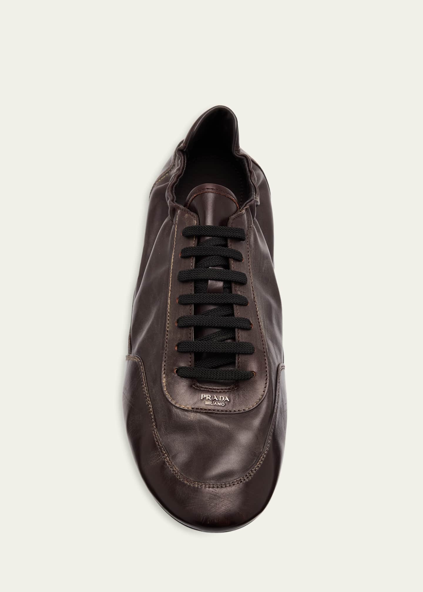Prada Men's Collapse Leather Sneakers - Bergdorf Goodman