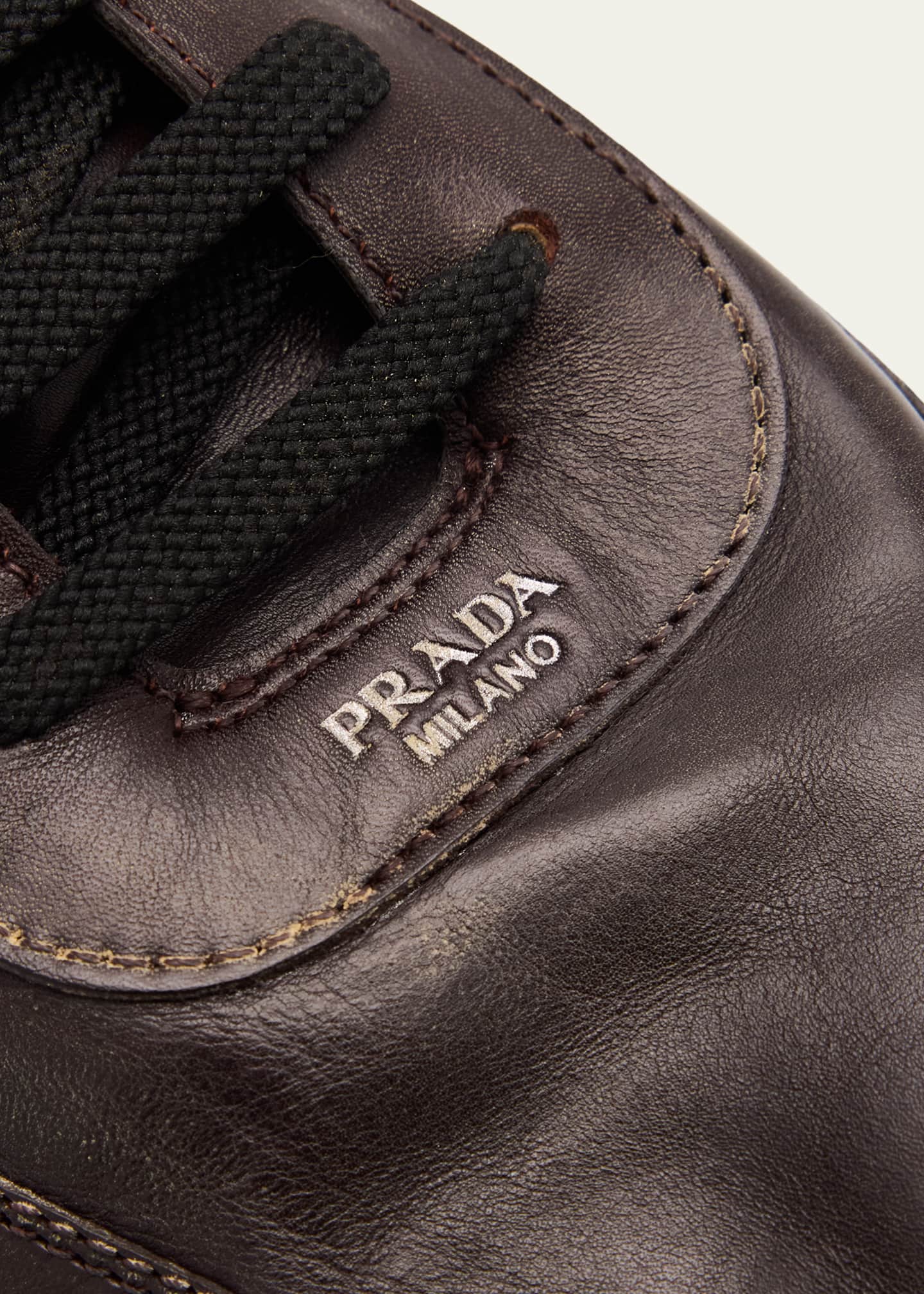 Prada Collapse Leather Sneakers - Bergdorf Goodman