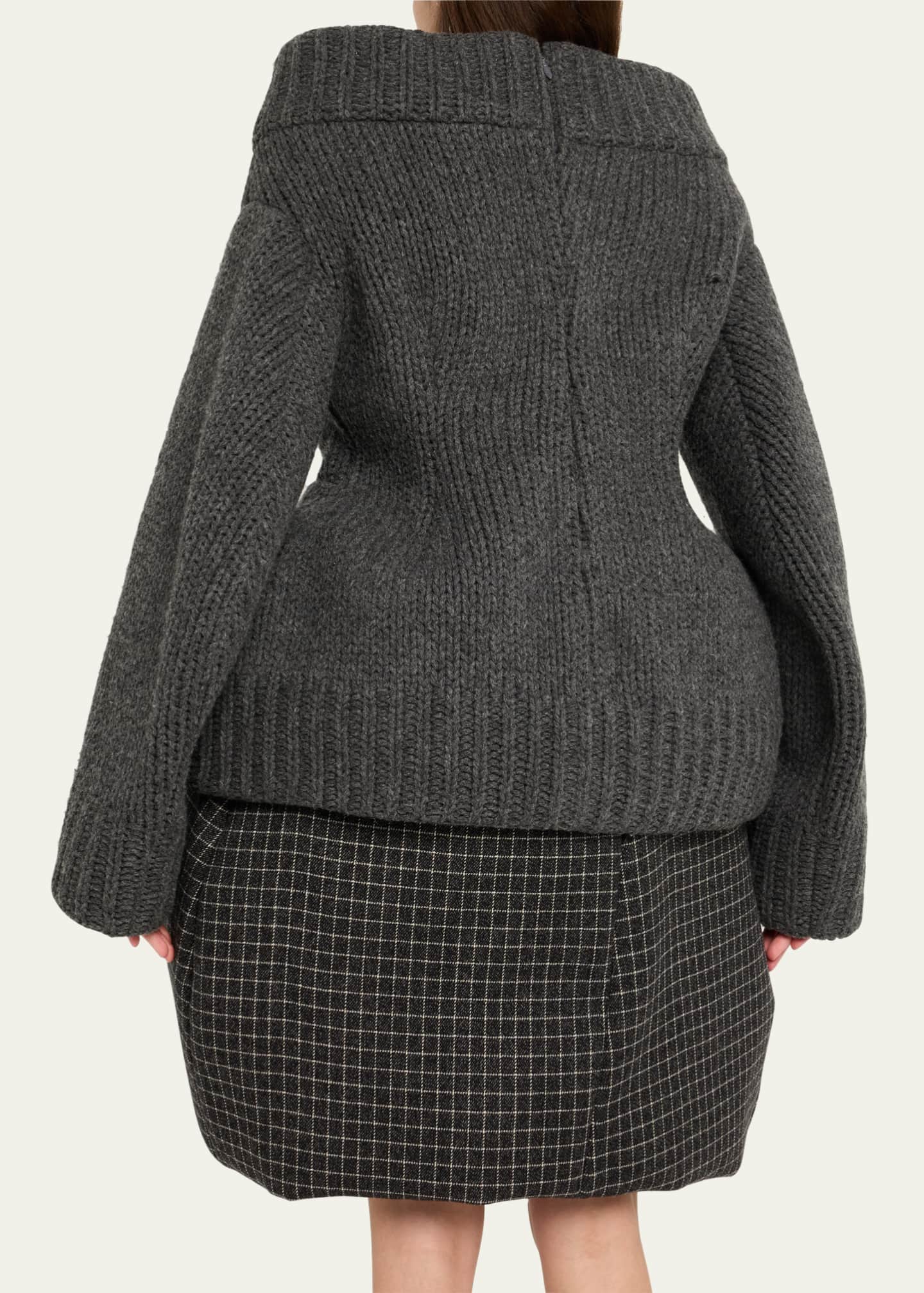 Padded V-Neck Peplum Sweater